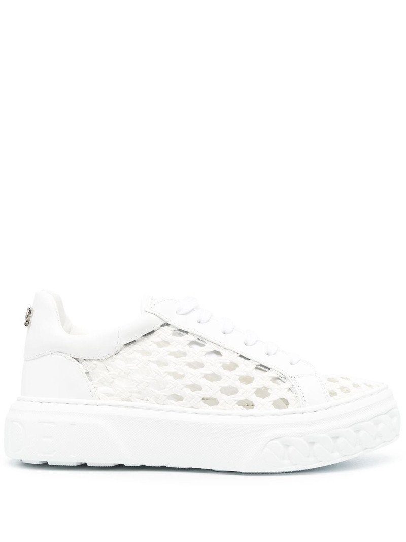 cut-out low-top leather sneakers 1