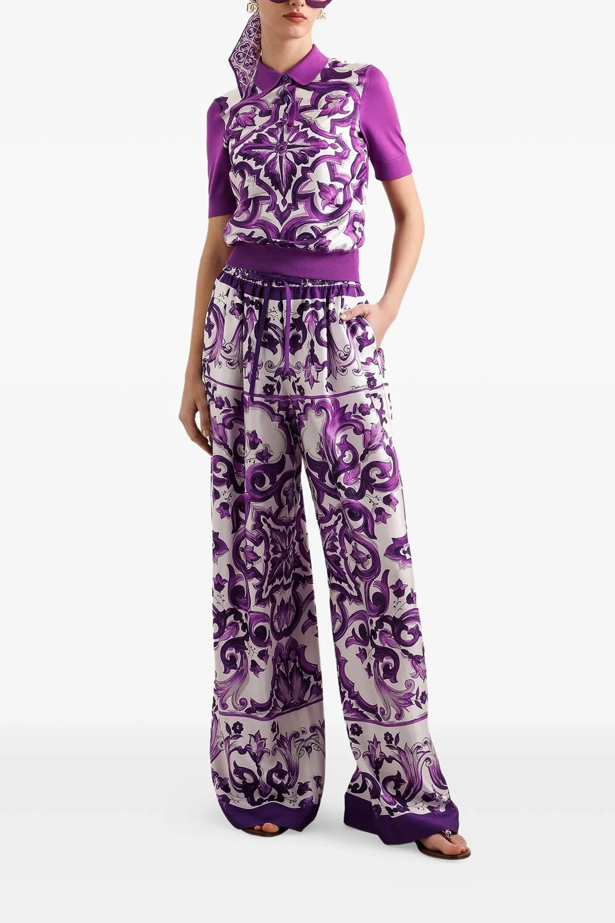 Majolica print pants - 2