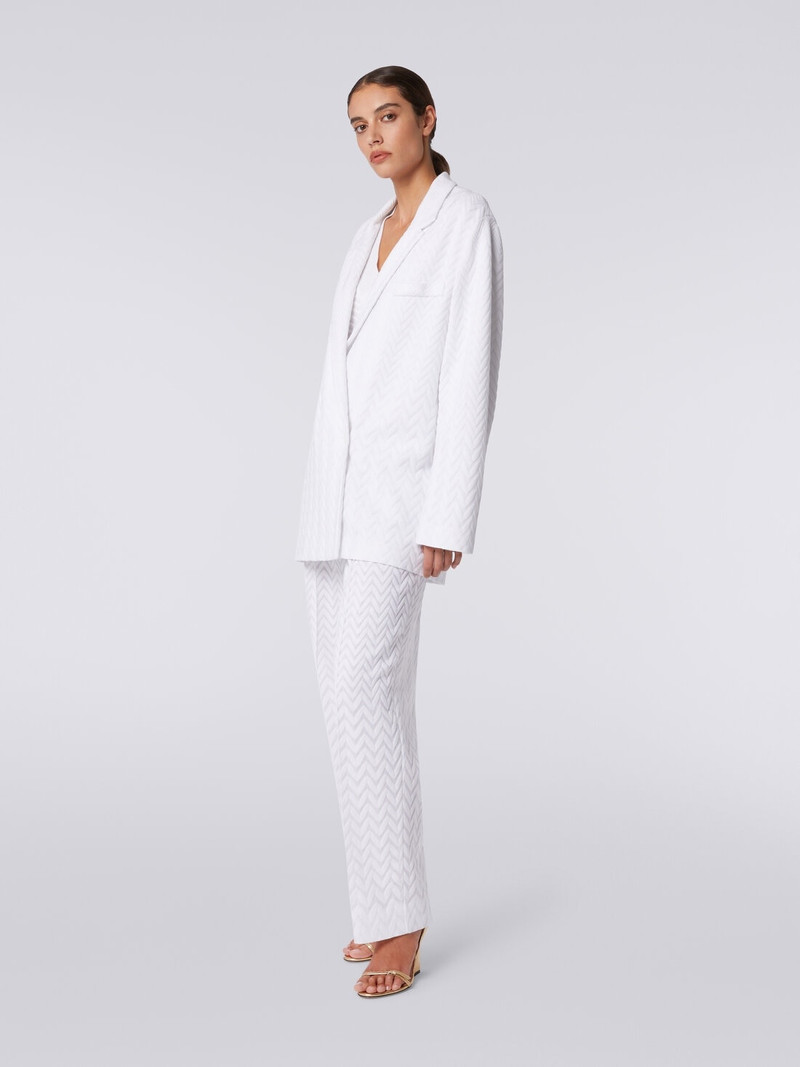 두 배 잎 blazer에서 톤 zigzag 면과 viscose 3