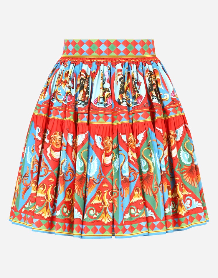 Short Carretto-print poplin skirt - 3