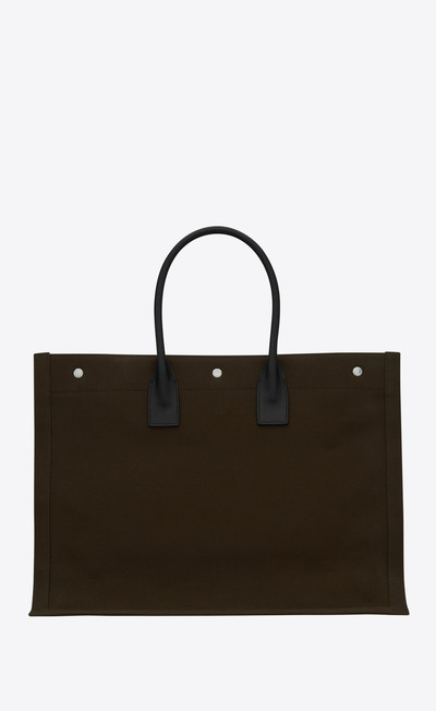 SAINT LAURENT rive gauche large tote bag in printed canvas and leather outlook