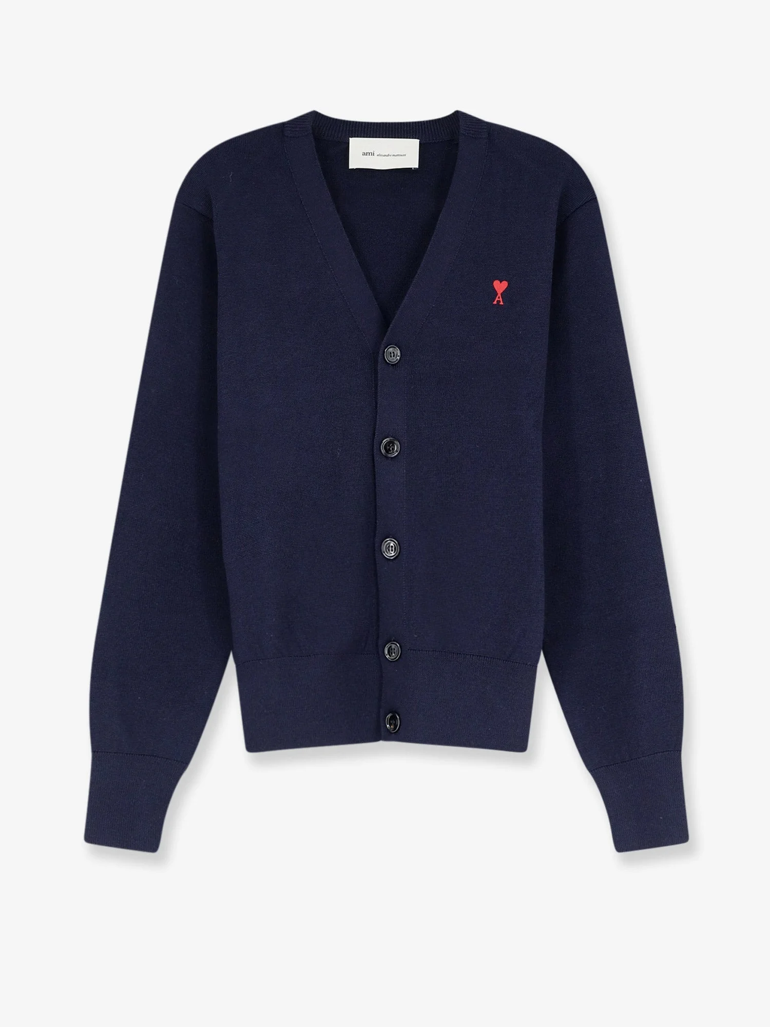 Ami Paris Wool Cardigan With Iconic Embroidery - 1
