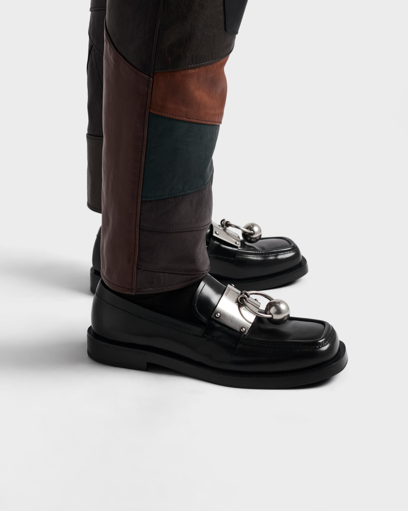 Prada Brushed leather loafers with metal ring outlook