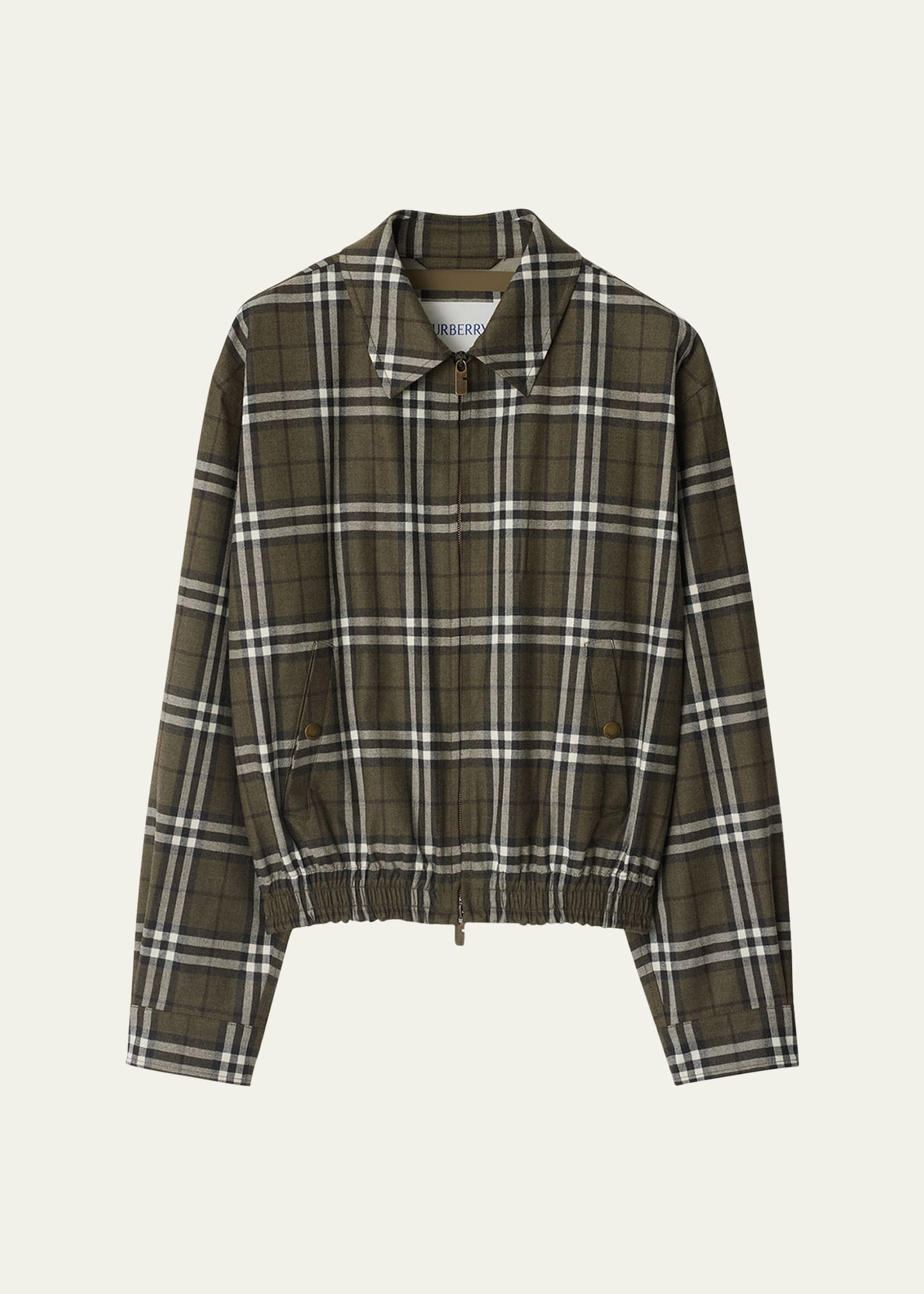Men's Wool Check Blouson Zip Jacket - 1