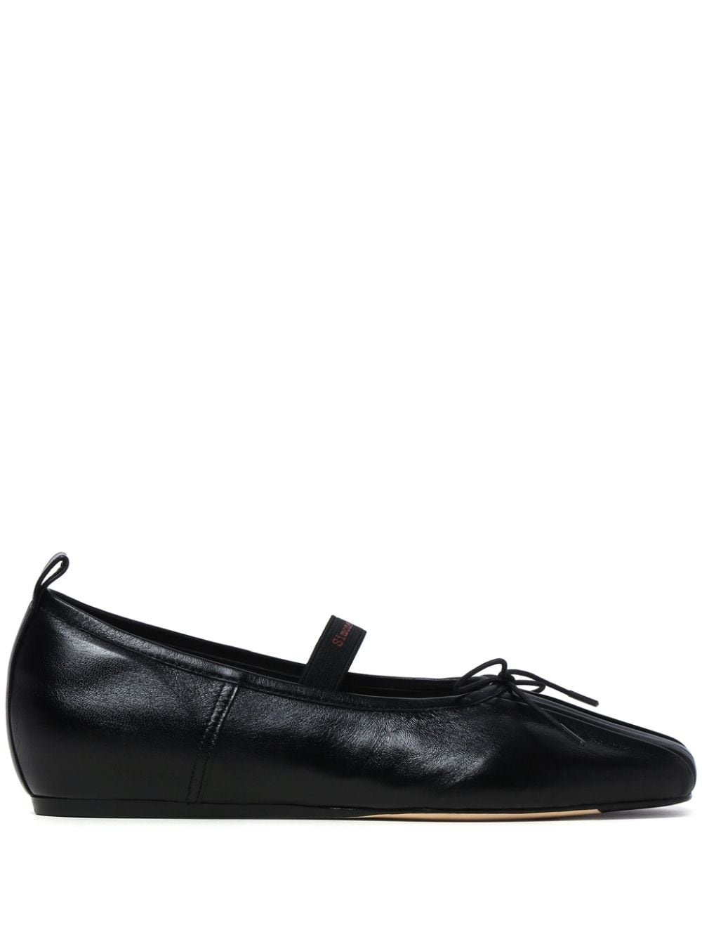 logo-strap leather ballerina shoes - 1