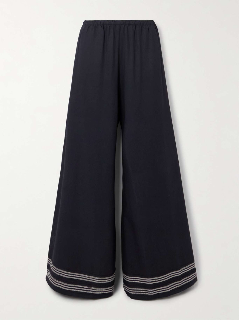 Mathilde embroidered twill wide-leg pants - 1