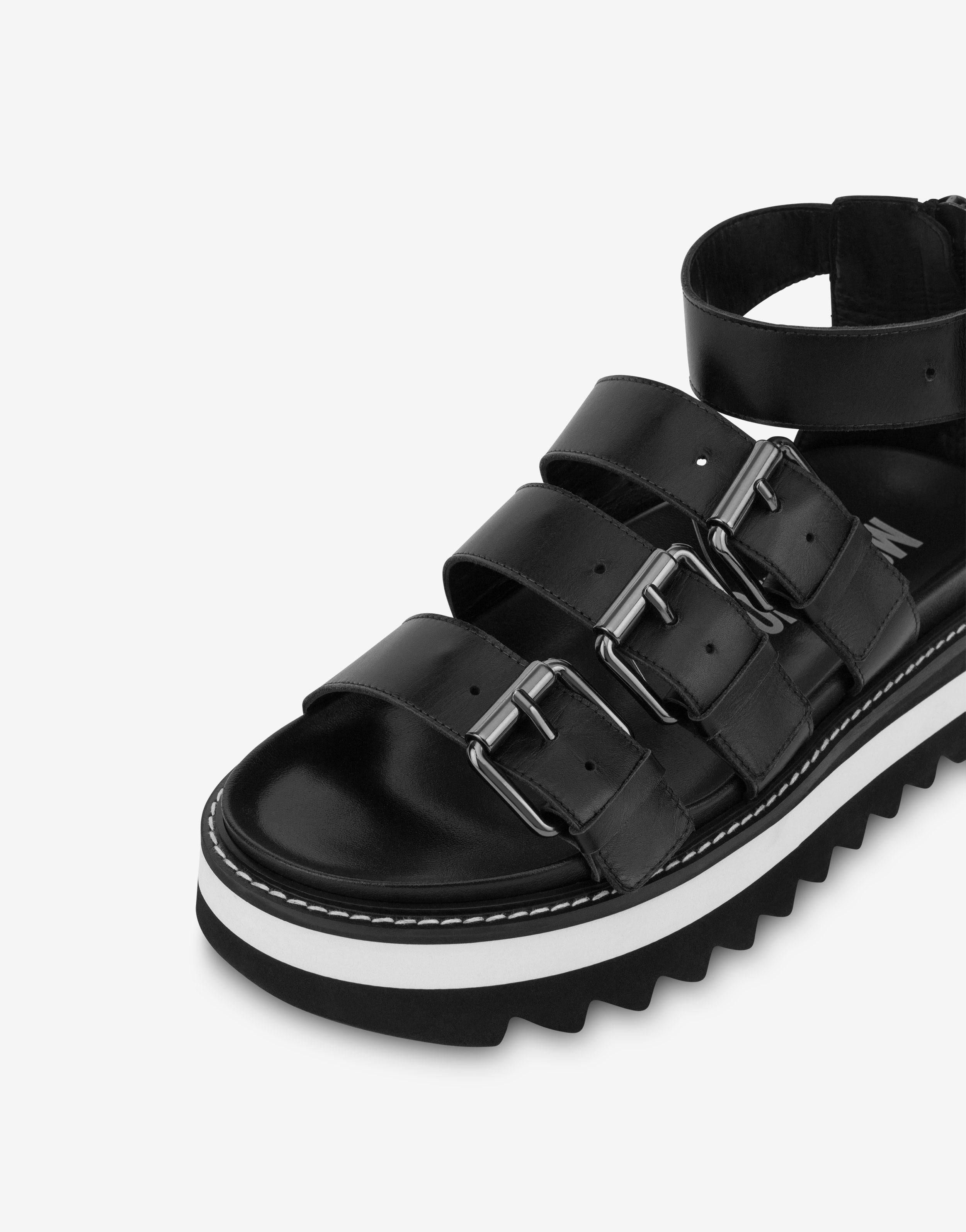 MULTI-STRAP CALFSKIN SANDALS - 4