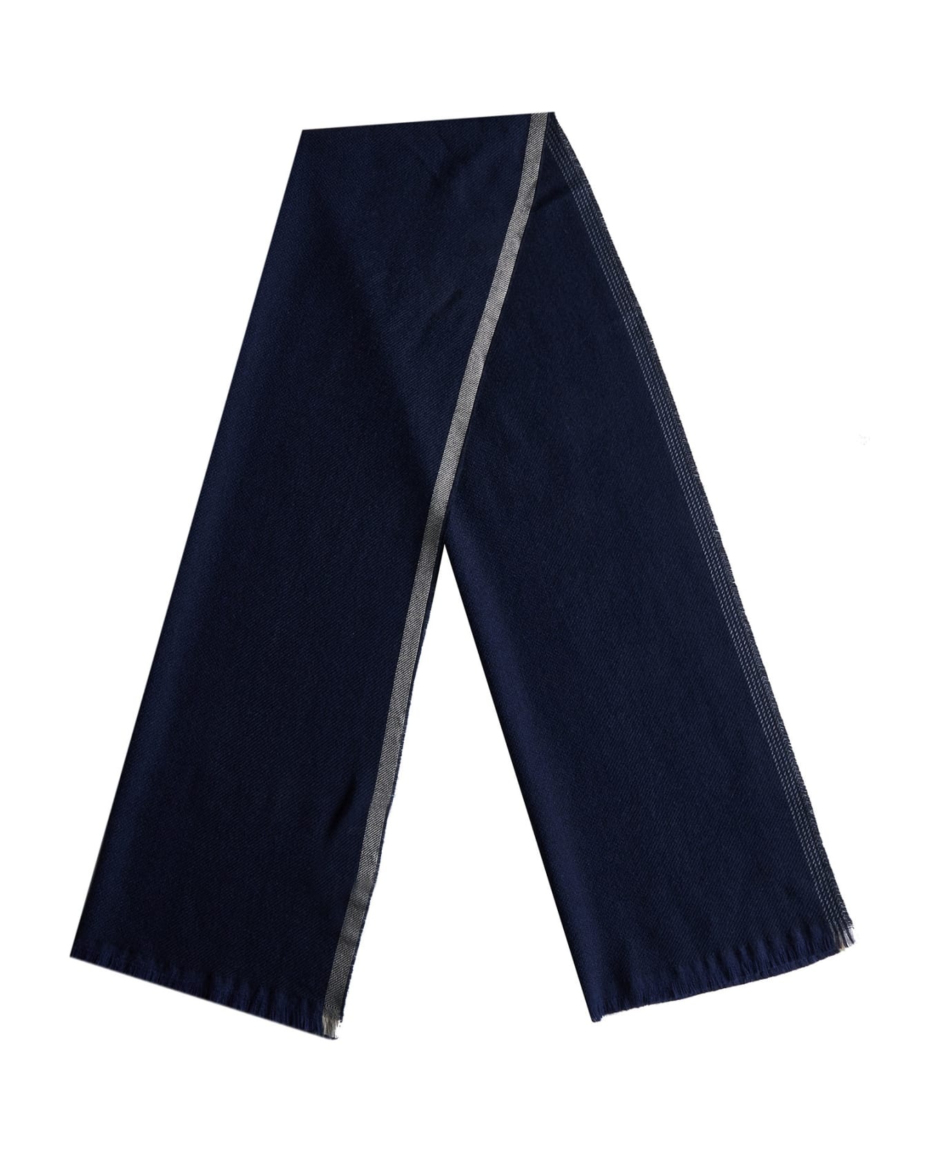 Blue And Brown Cashmere Blend Scarf - 3