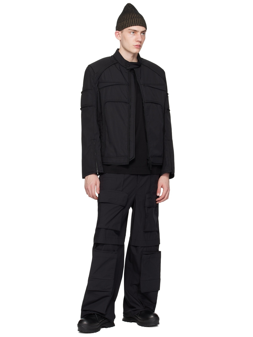 Black Vented Cargo Pants - 4