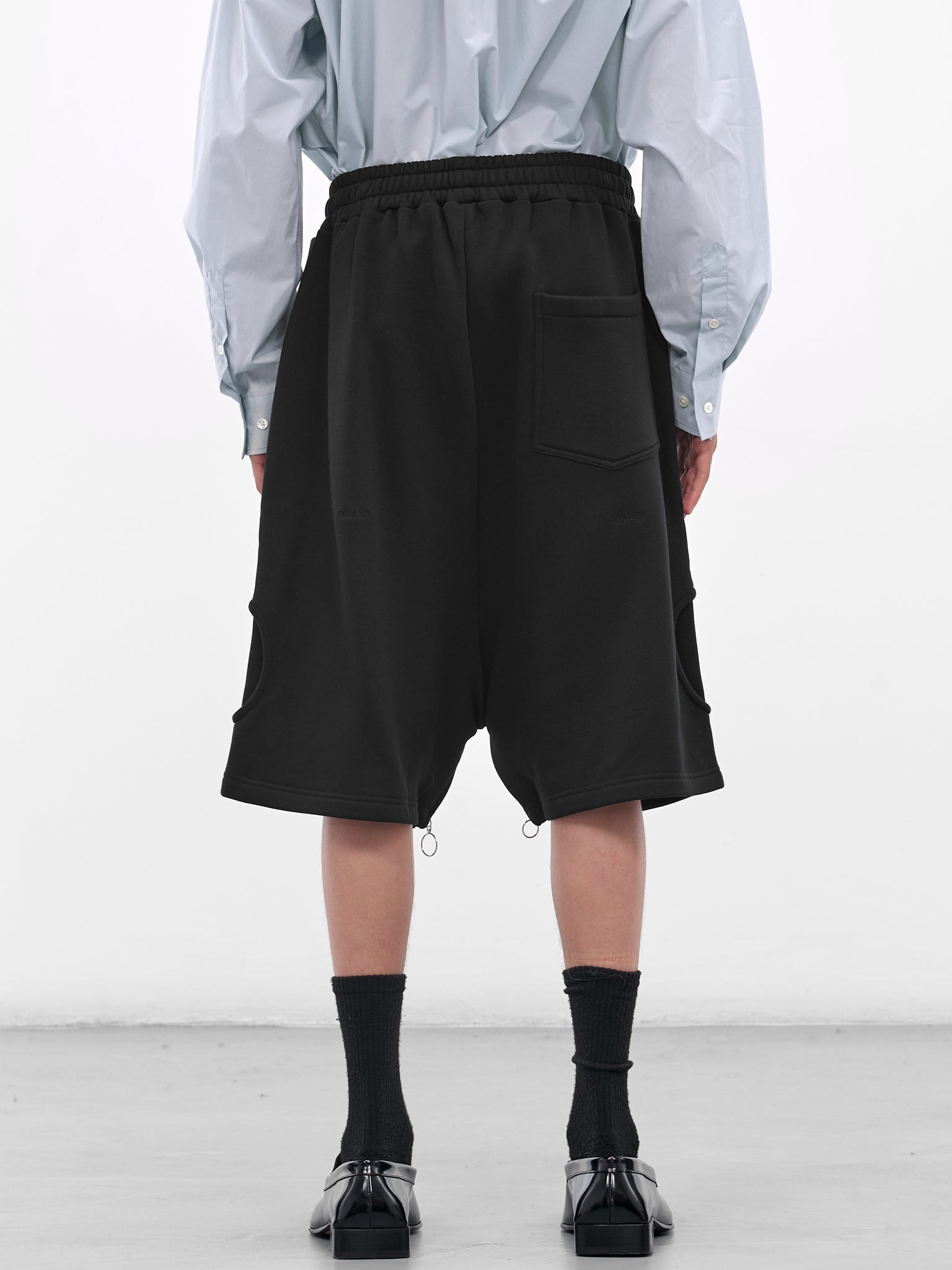 Black Cotton Baggy Bermuda Shorts - 3