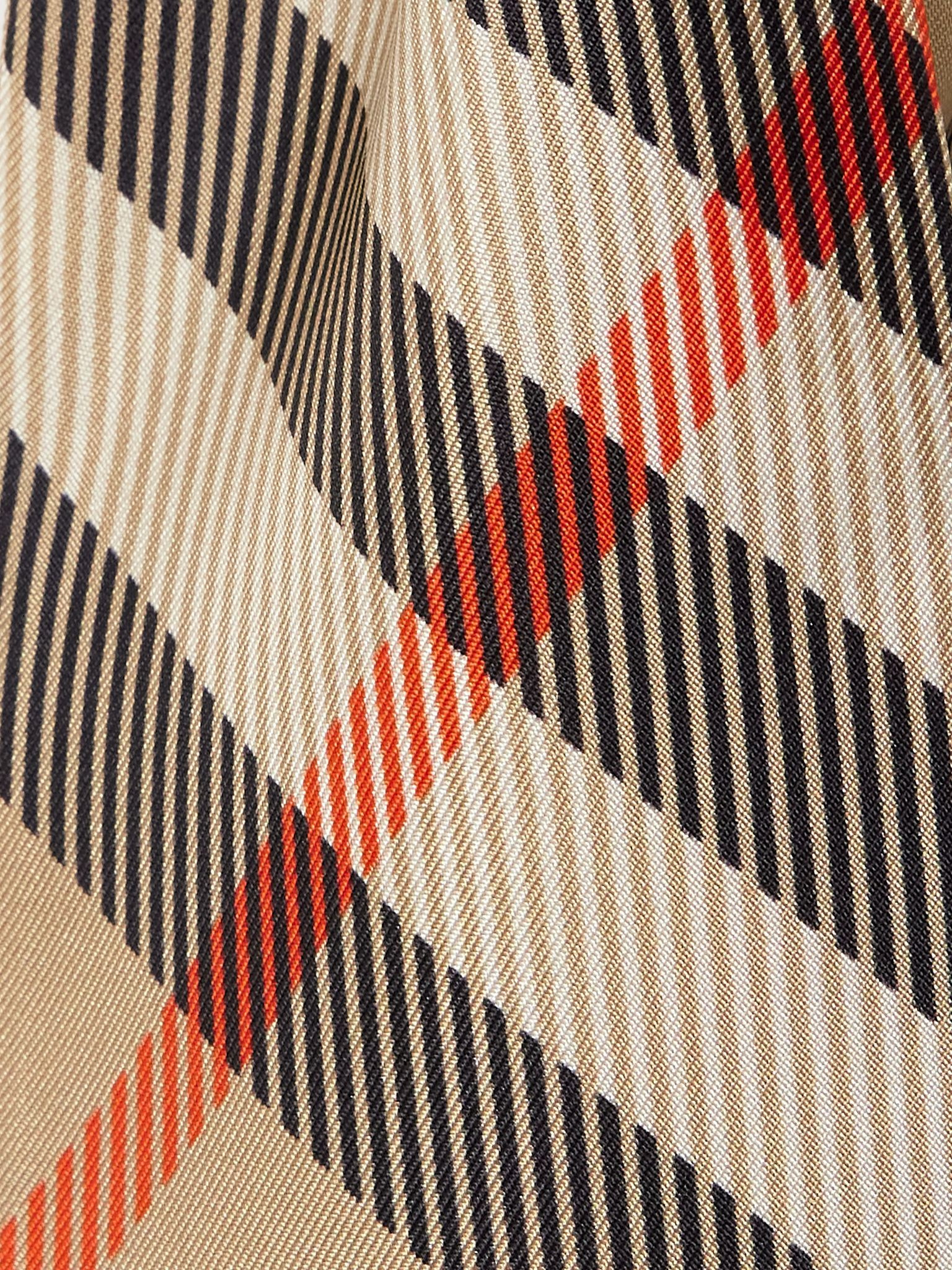 Checked organic mulberry silk-twill scarf Sand - 3