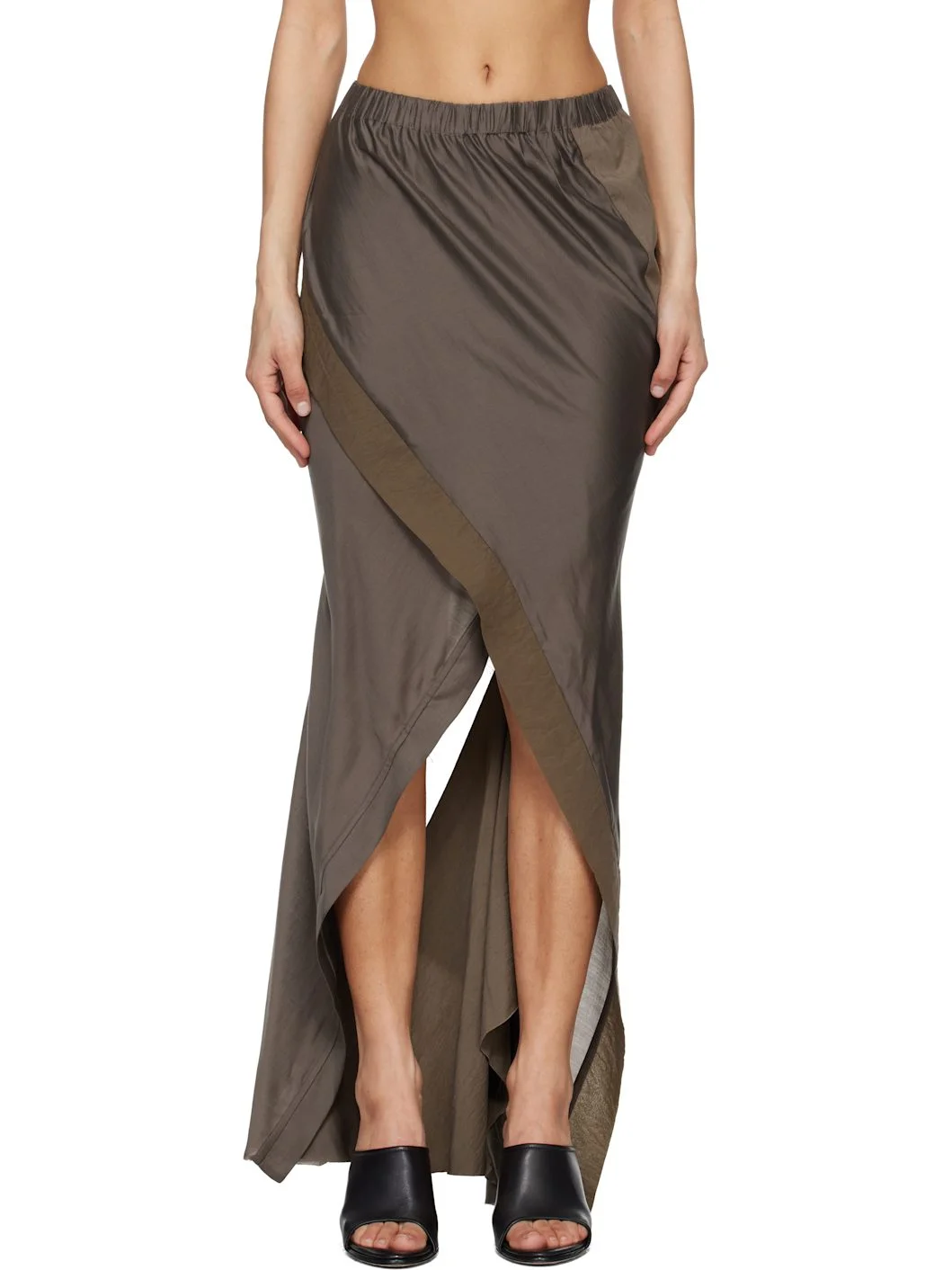 Taupe Fluid Midi Skirt - 1