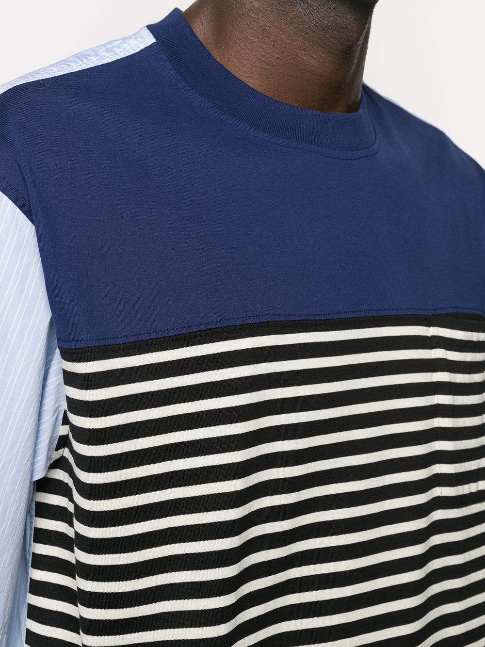 striped panelled T-shirt - 5