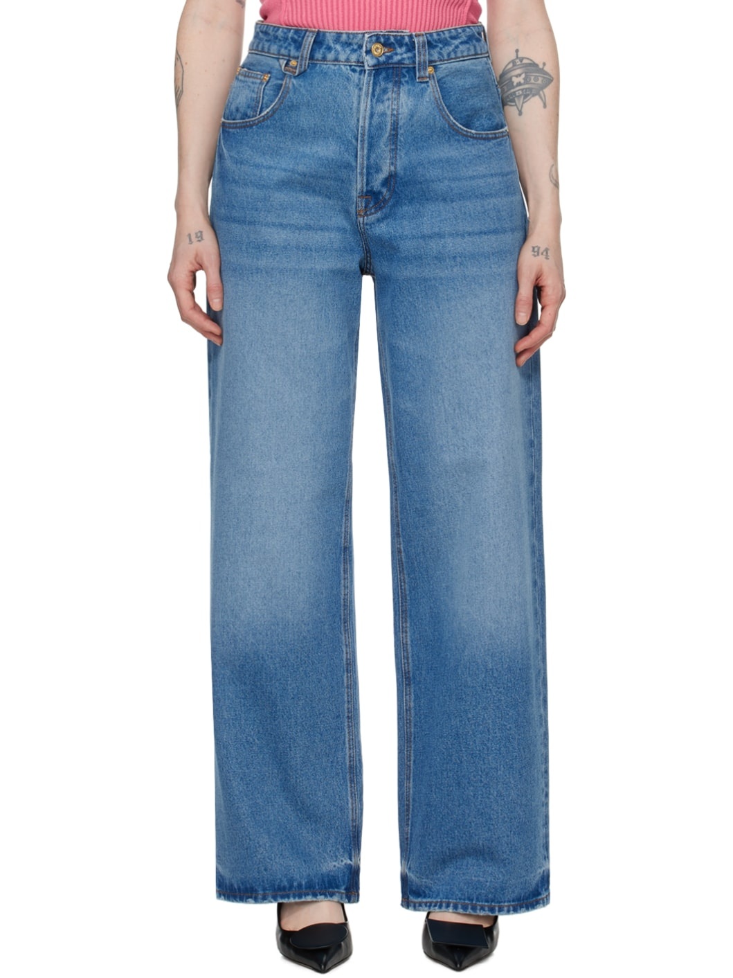 Blue Les Sculptures 'Le de-Nîmes large' Jeans - 1