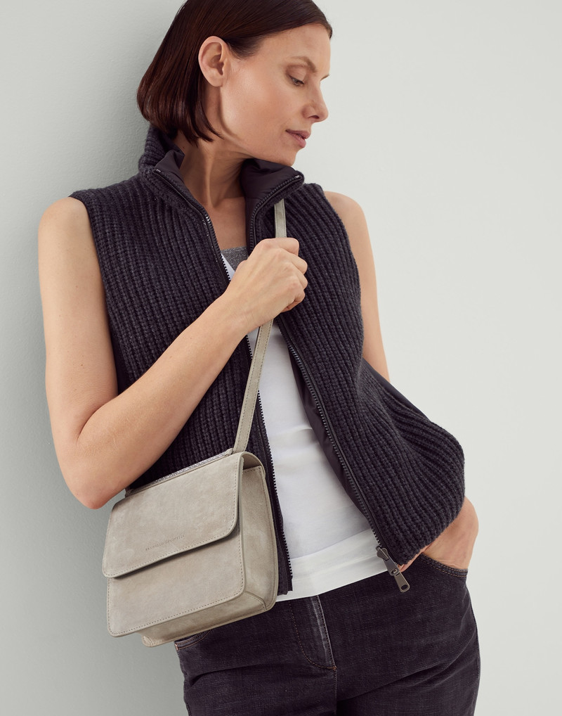 Brunello Cucinelli Suede bag with precious insert outlook