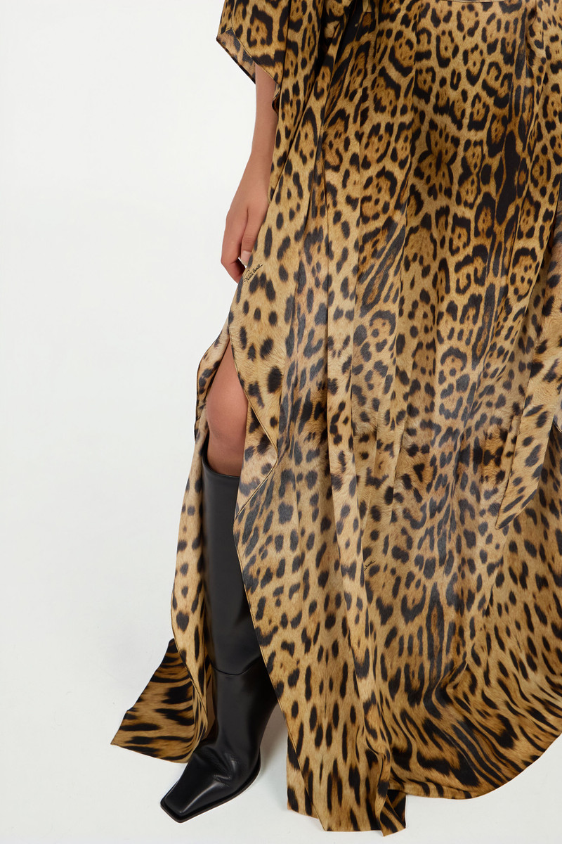 Long silk dress with Jaguar Skin print 7