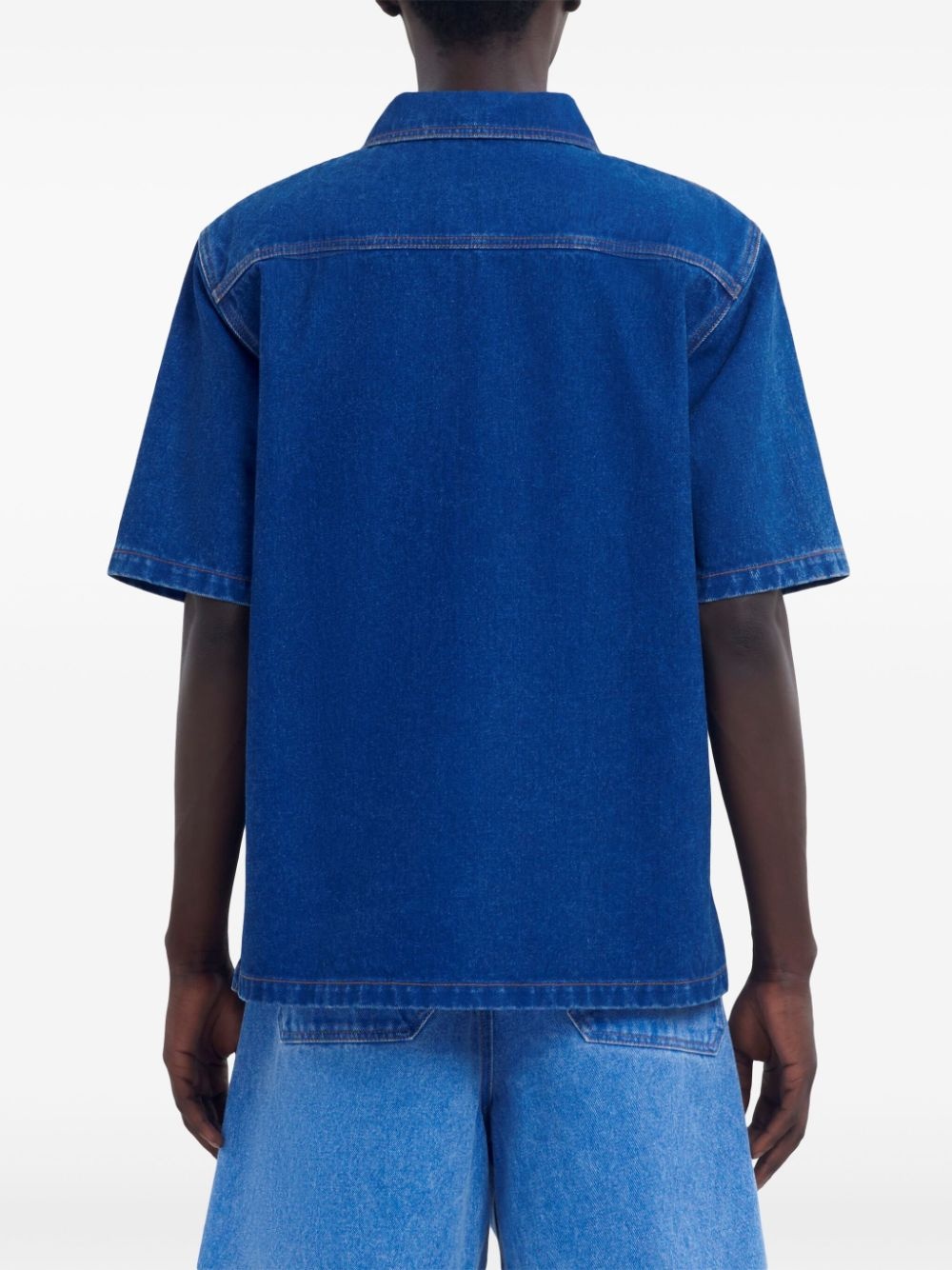 embroidered denim polo - 4