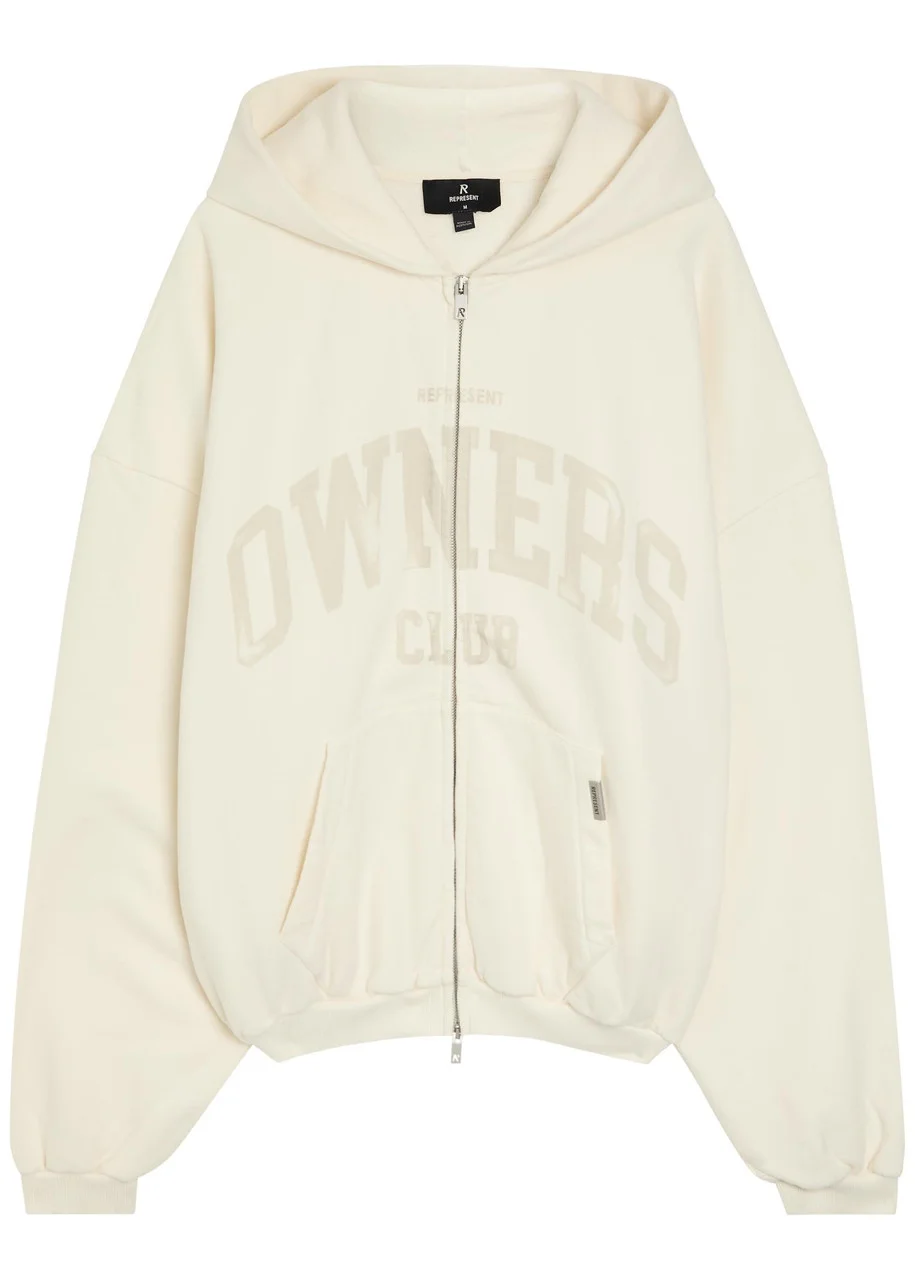 Represent Owners Printed Hooded Zip-through Cotton Sweatshirt - 1