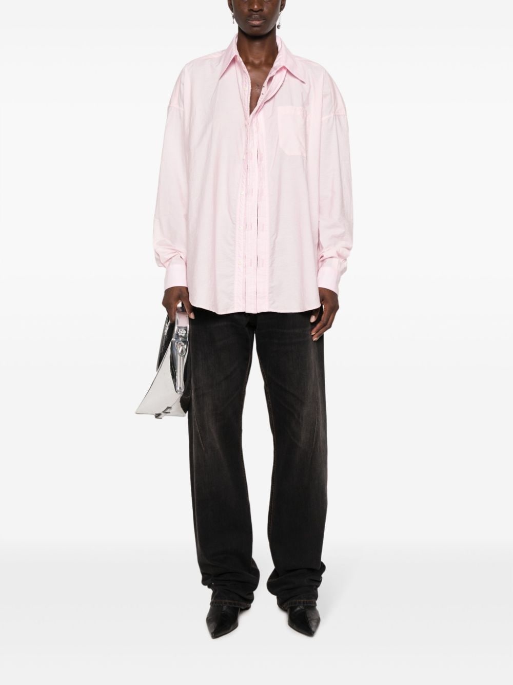 asymmetric cotton-blend shirt - 2