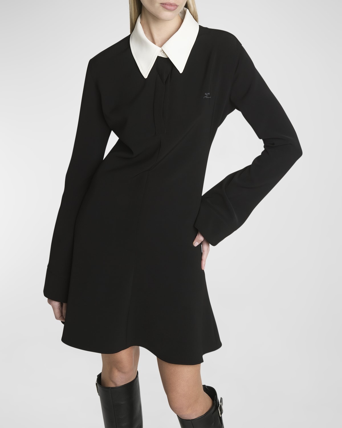 Long-Sleeve Mini Polo Dress - 7