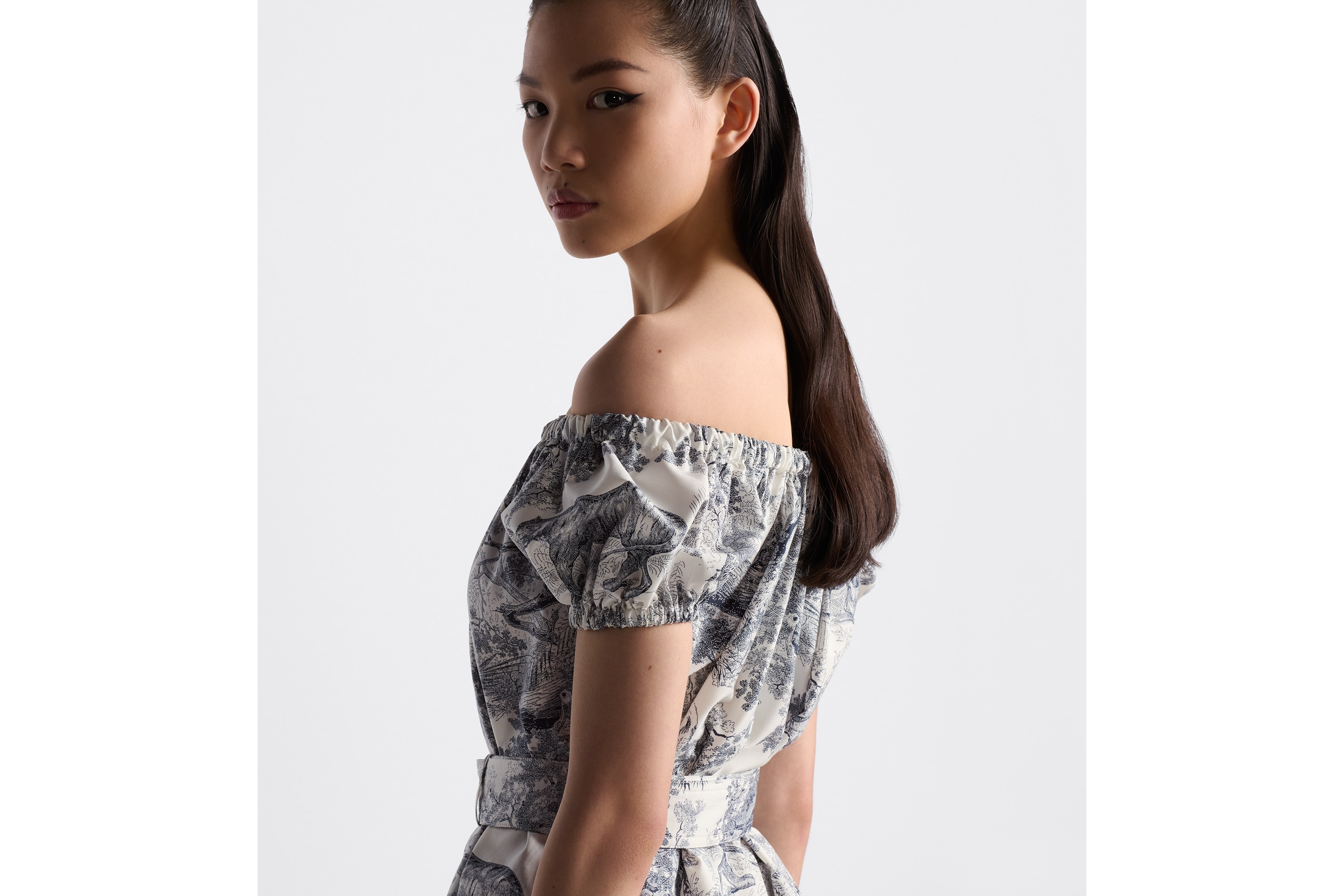 DIOR SHORT FLARED DRESS ミニワンピース Dioriviera Short Flared Dress Black and Ecru Technical Knit