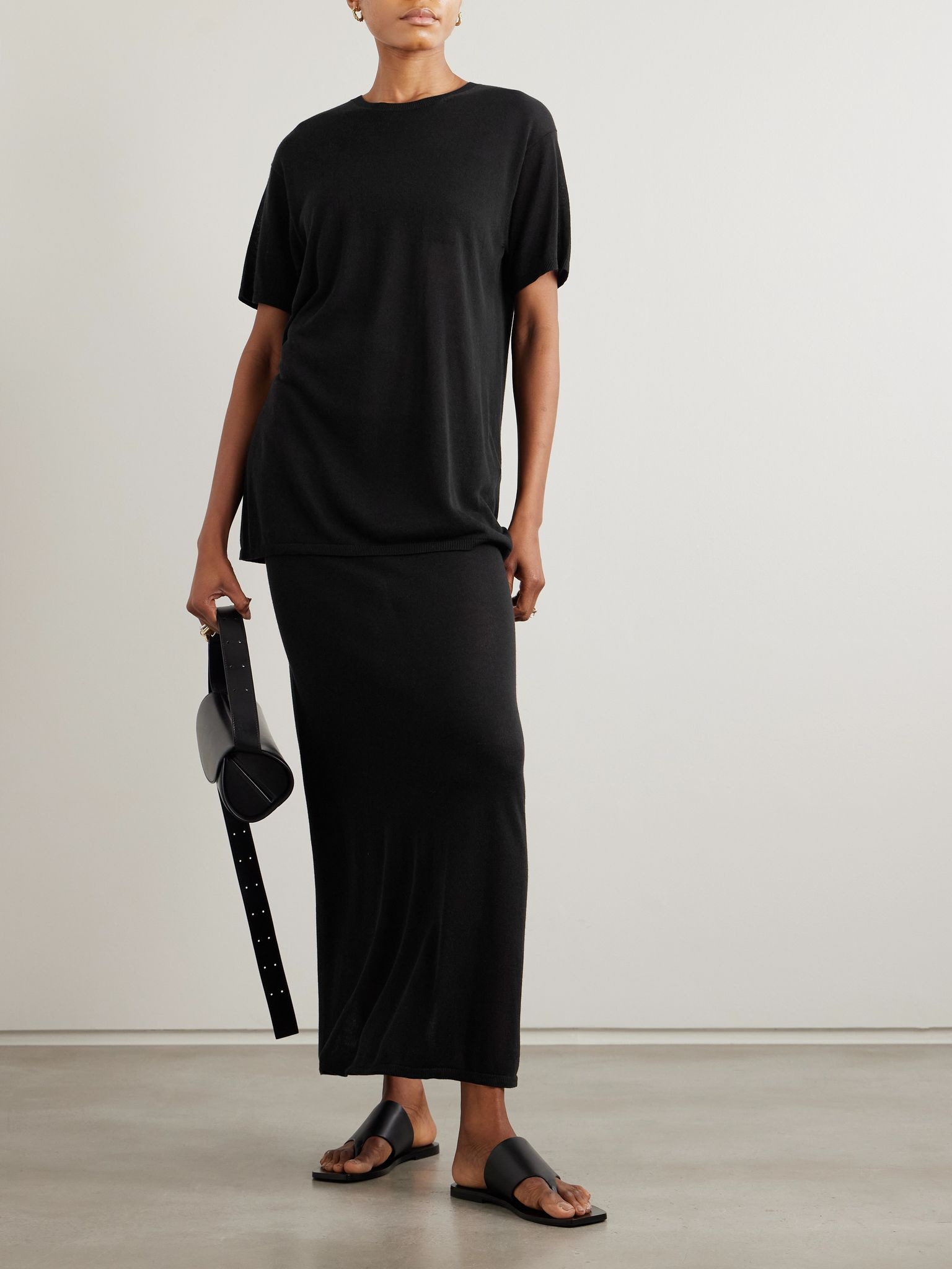 Lyocell and cashmere-blend maxi skirt Black - 2