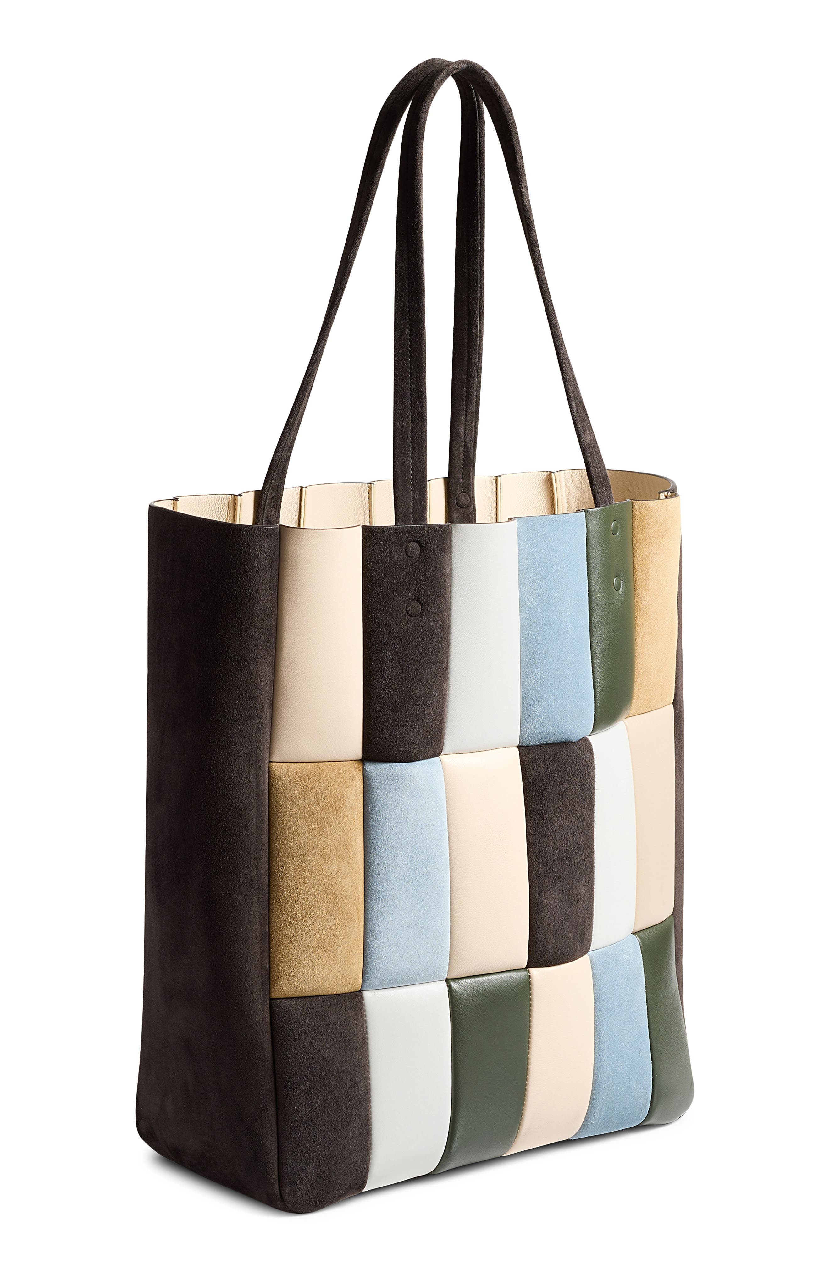 Khaite Zoe Patchwork Panel Suede & Leather Tote in Dark Brown Multi at Nordstrom - 3