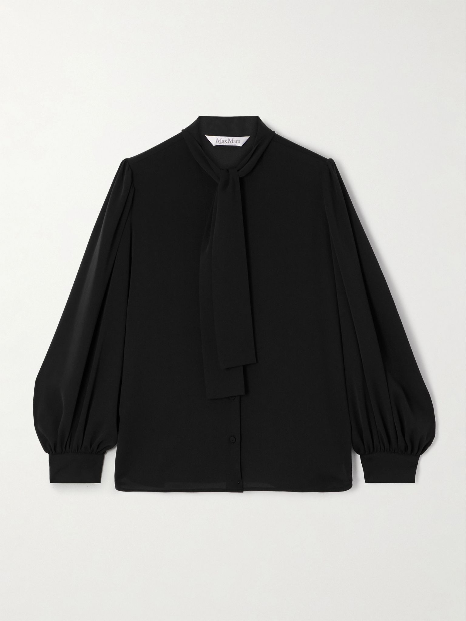 Melania pussy-bow silk-crepe blouse Black - 1