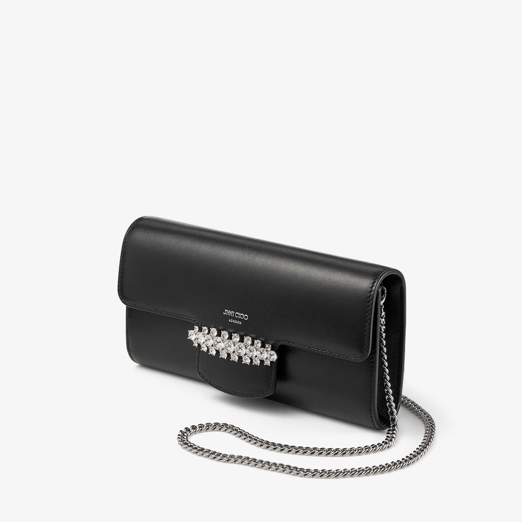 Bing Wallet Chain
Black Leather Mini Shoulder Bag with Crystal Piece - 3