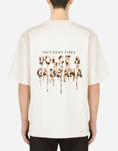 Dolce & Gabbana Printed cotton T-shirt with patch embellishment outlook