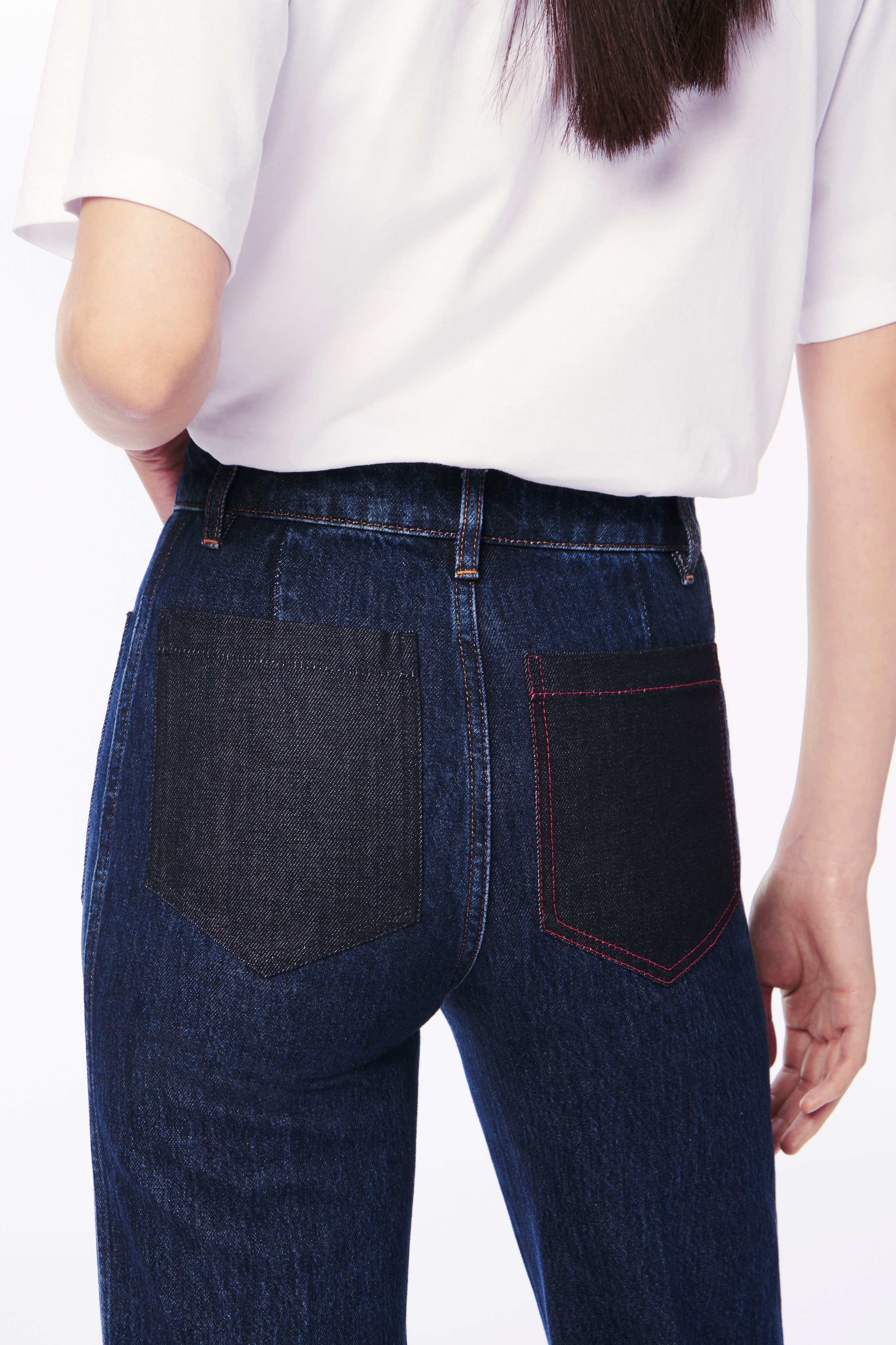 Alina High Waisted Patch Pocket Jean in Dark Wash - 5