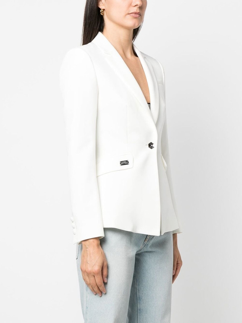 rhinestone-logo single-breasted blazer 4