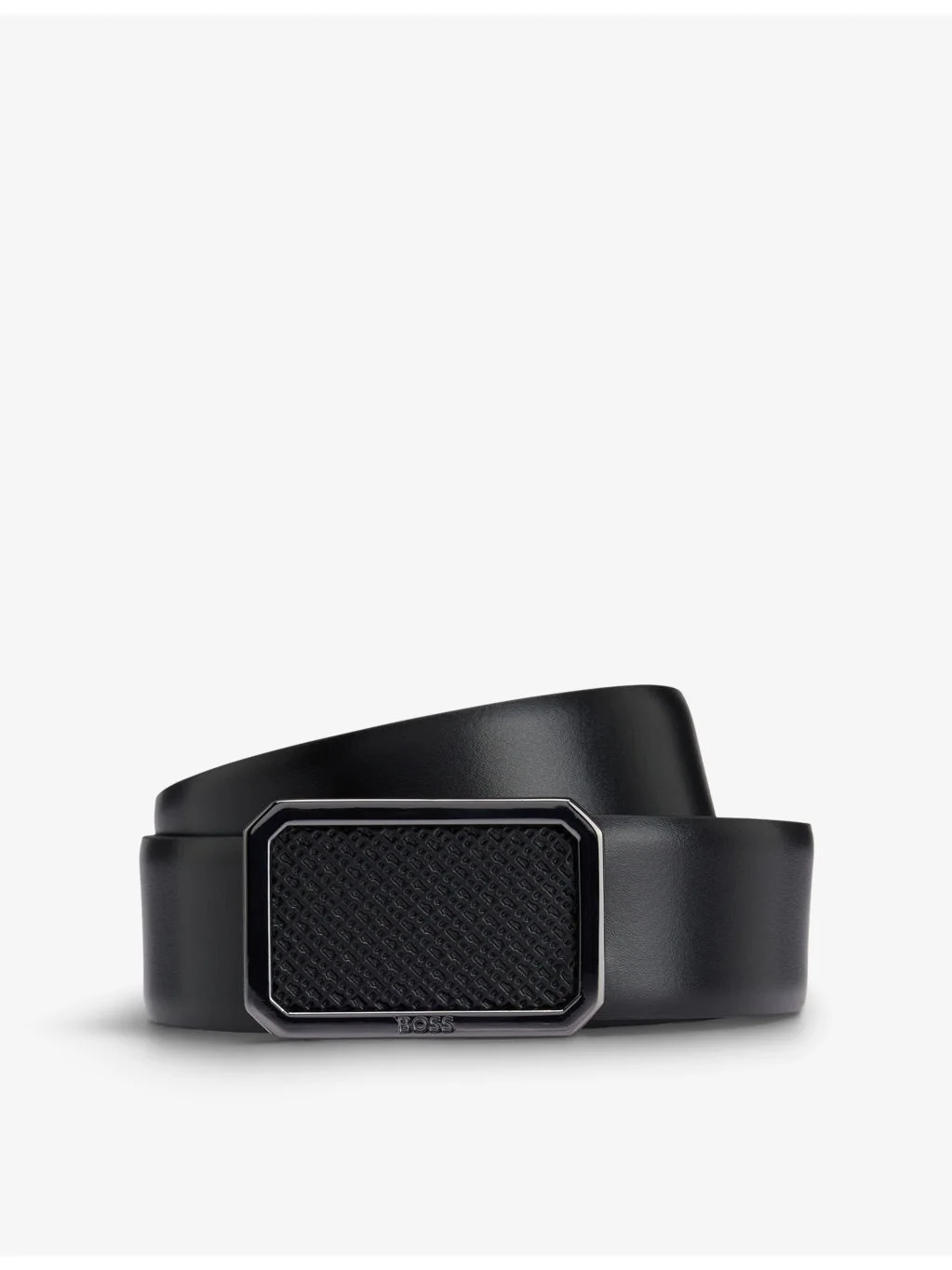 Monogram-plaque leather belt - 1