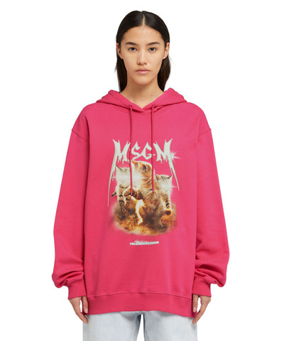 MSGM Hooded sweatshirt with "Laser eyed cat" graphic outlook
