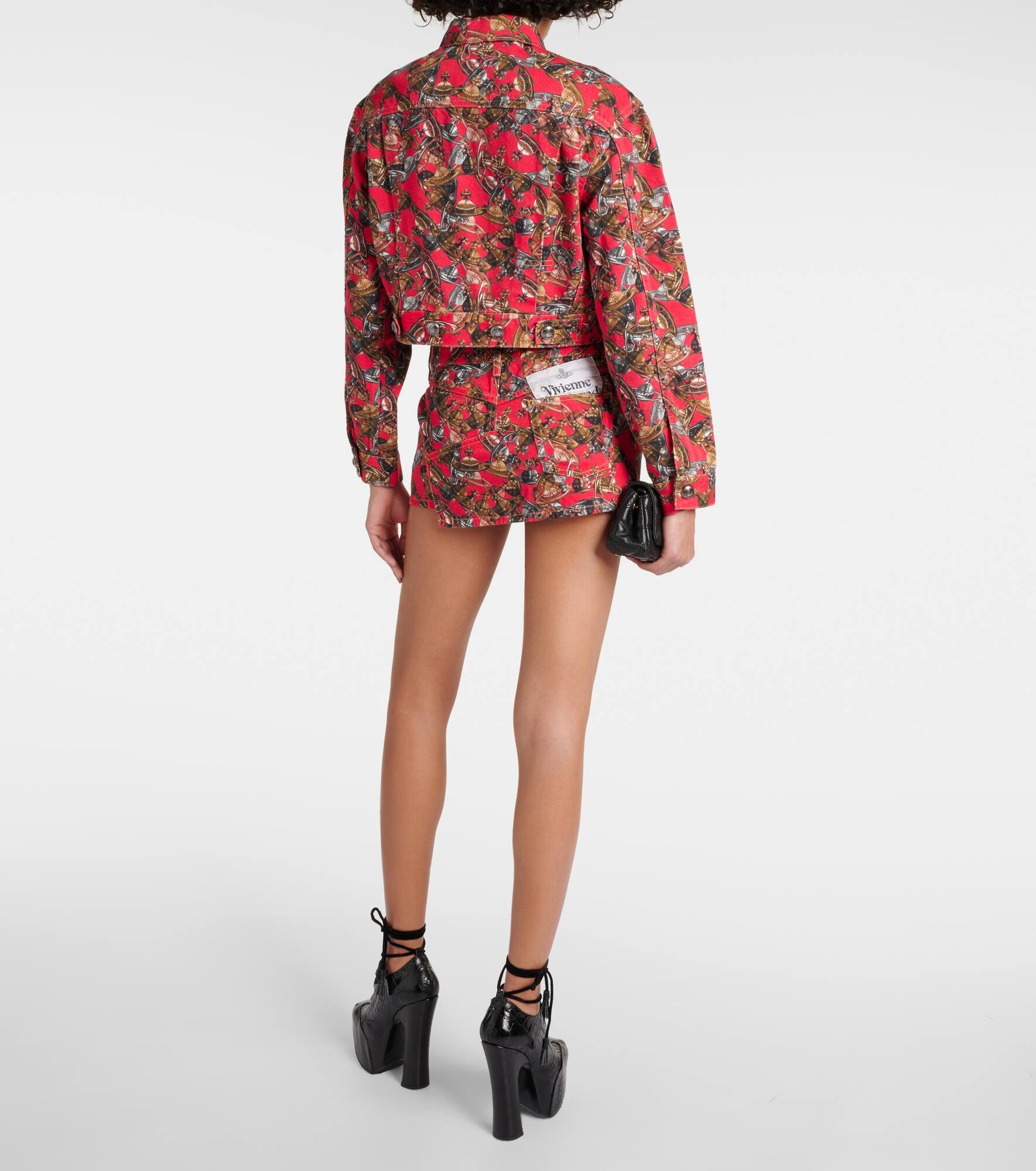 Printed cropped denim jacket - 3