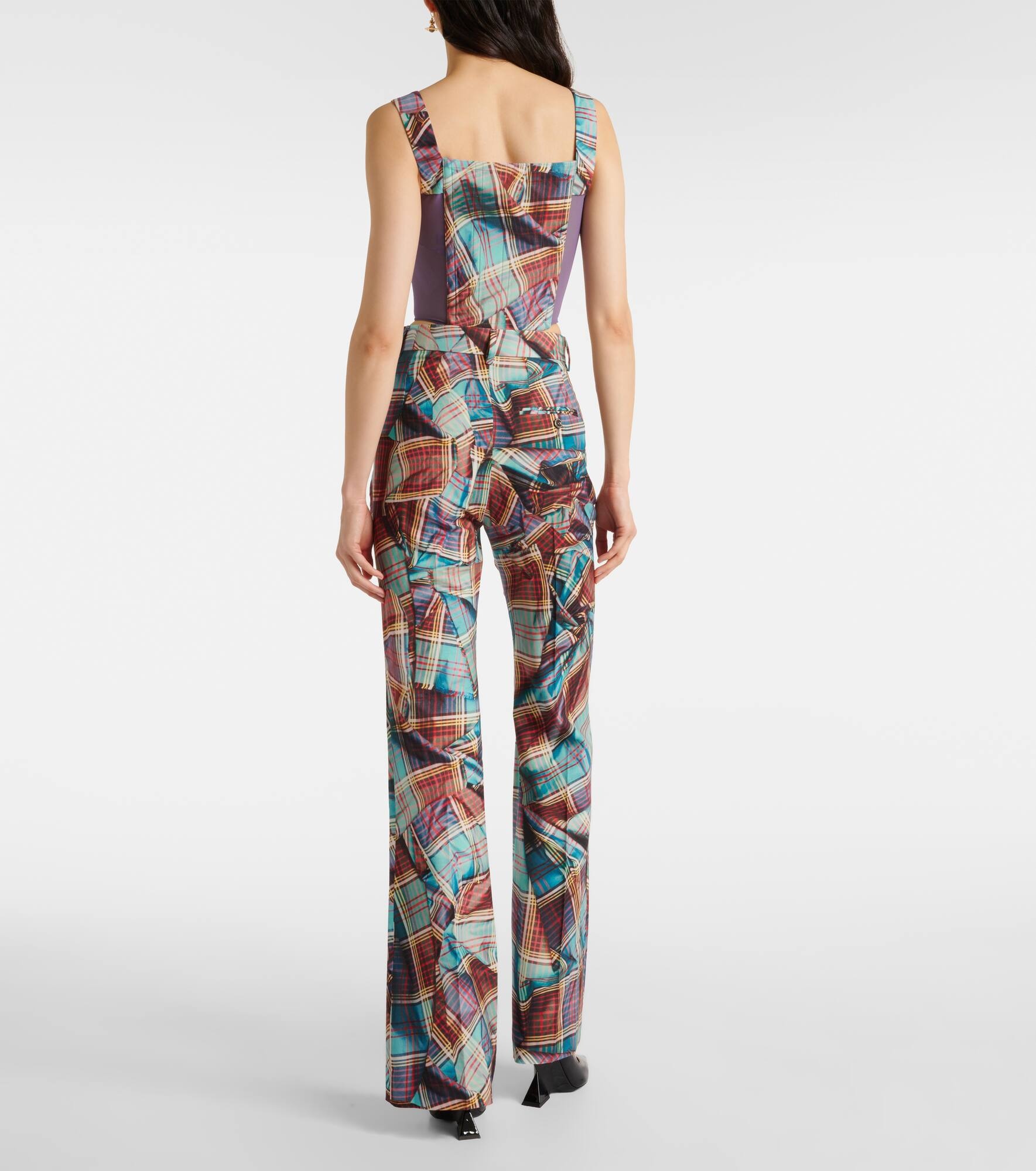 W Ray tartan virgin wool flared pants - 3