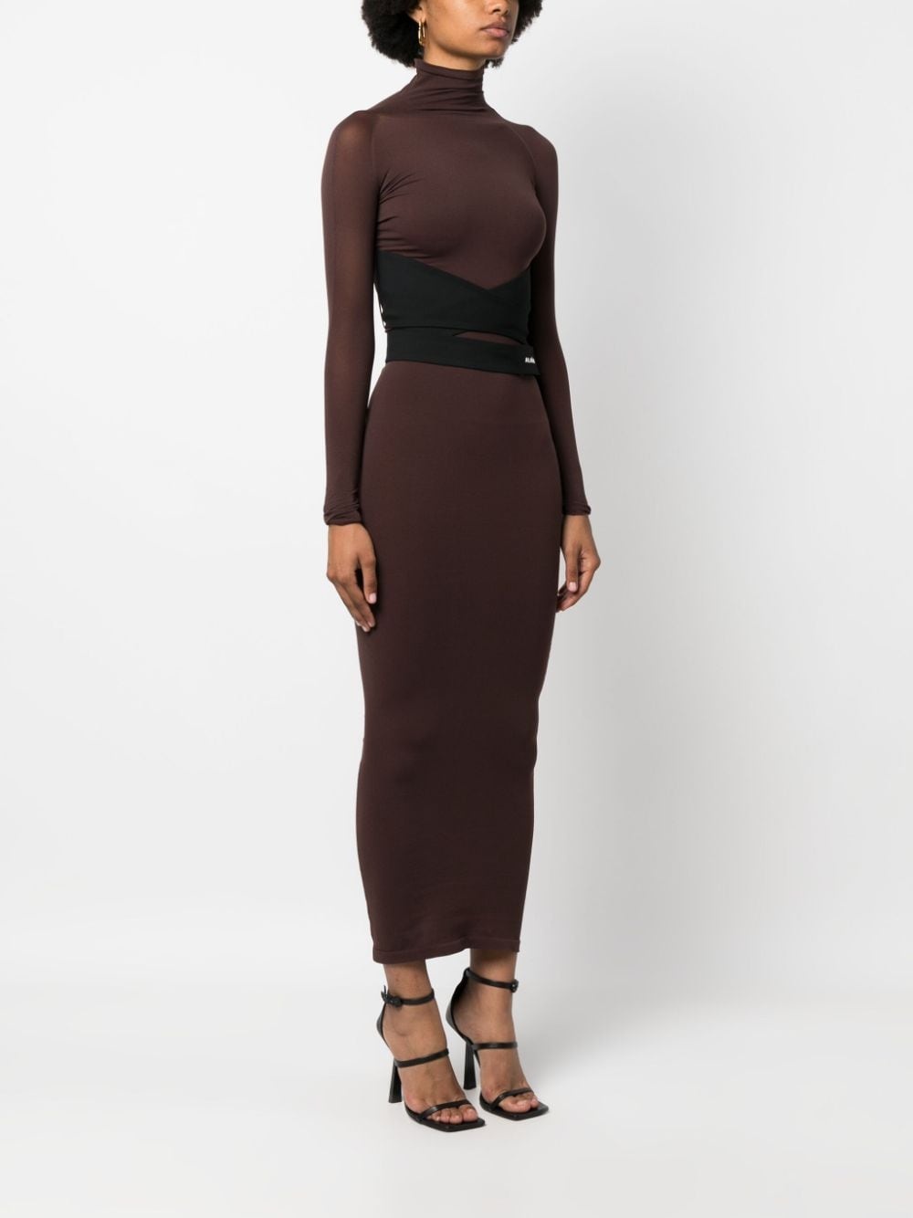 logo-embroidered midi dress - 3