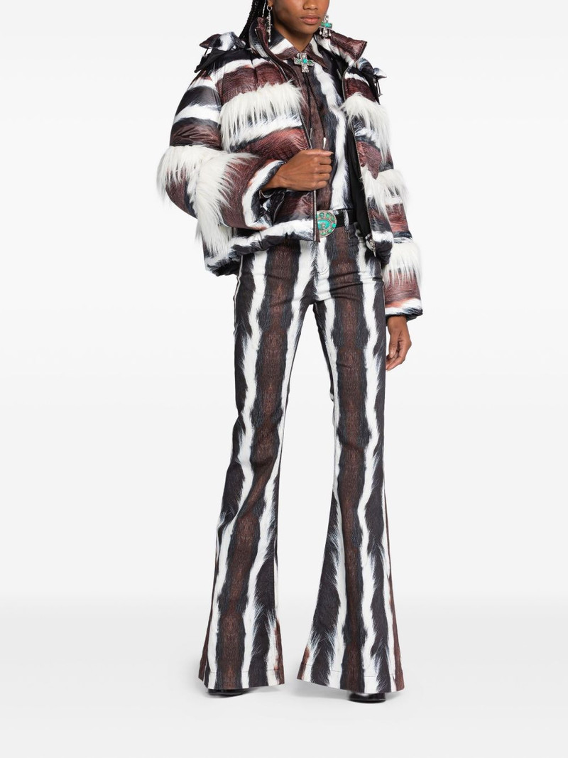 Roberto Cavalli striped fur-trimmed jacket outlook
