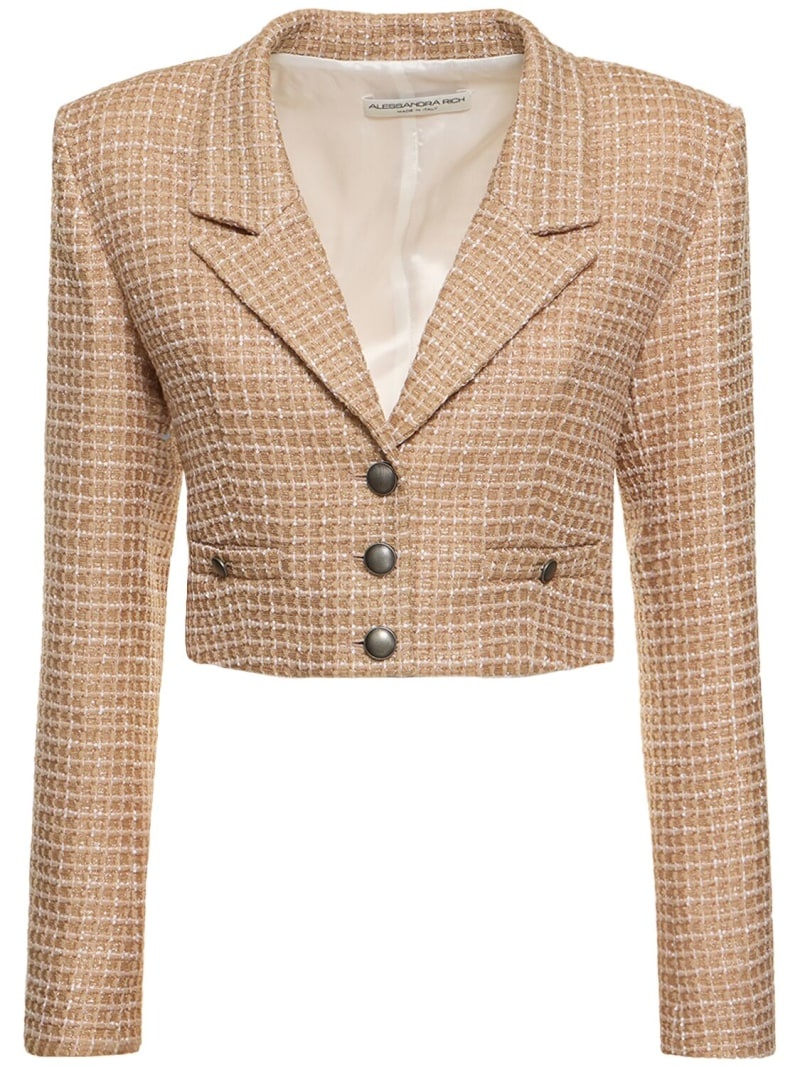 Sequined tweed cropped boxy jacket - 1