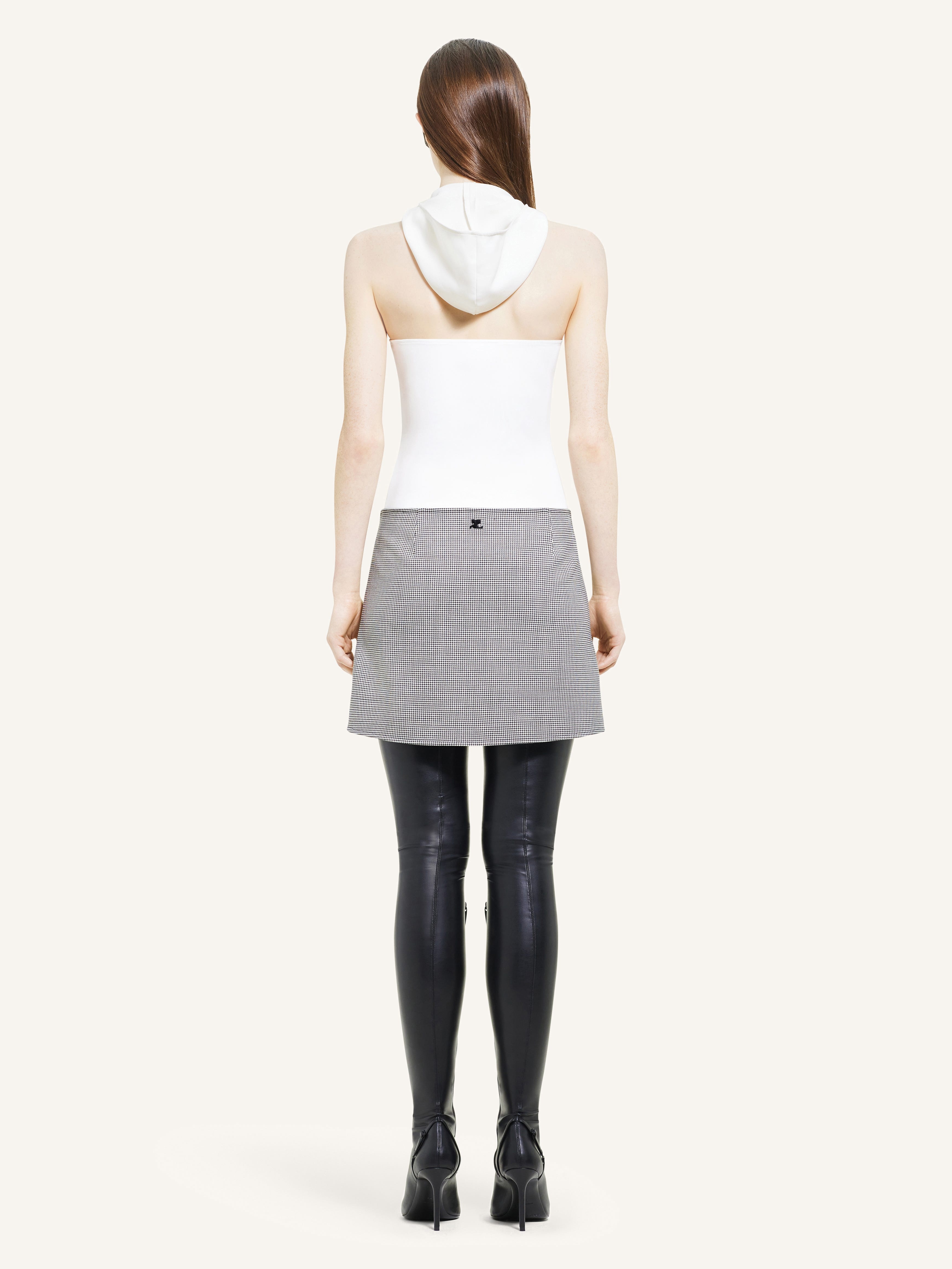 OBLIQUE HOUNDSTOOTH MINI SKIRT - 4