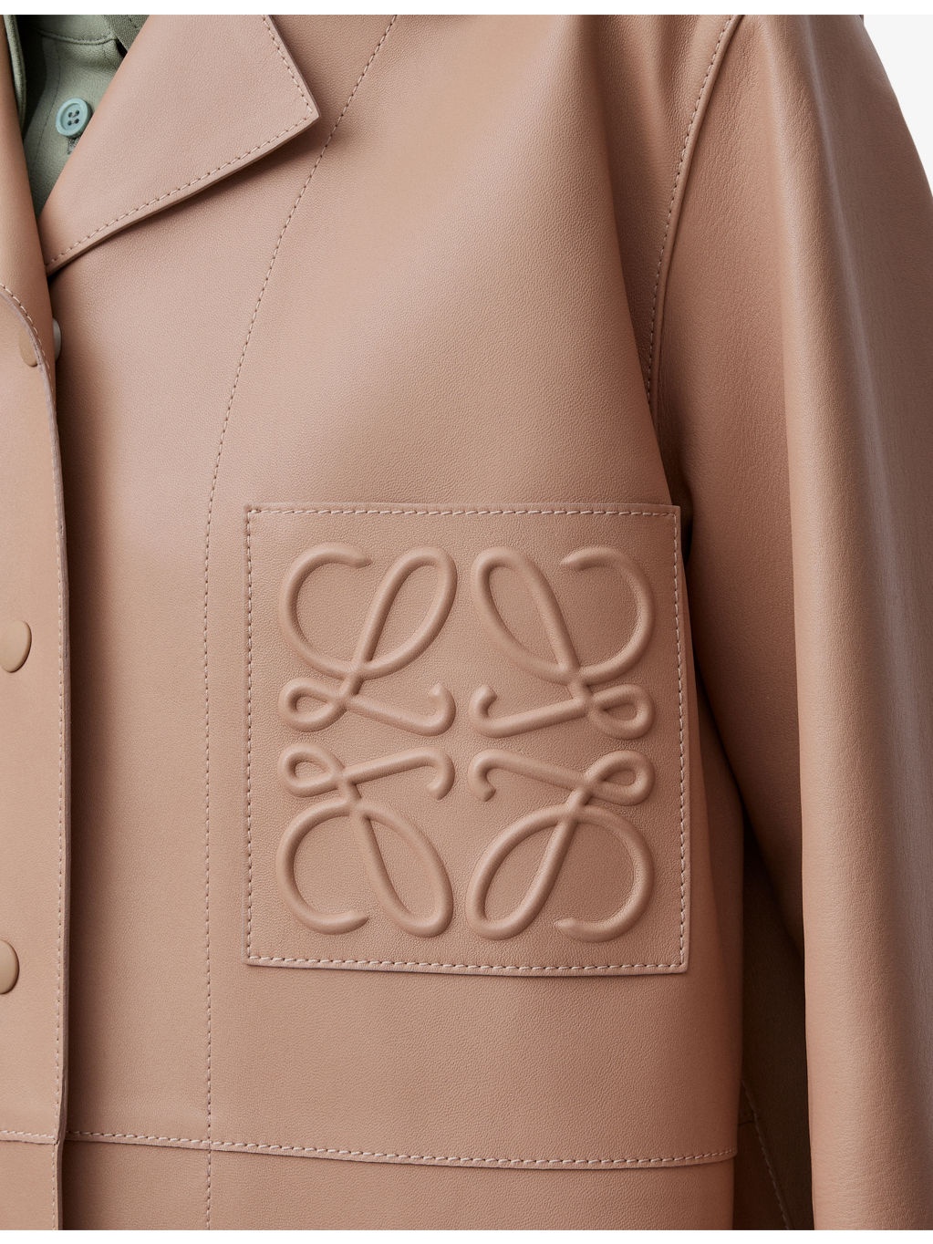 Anagram-Pocket Long-Sleeve Leather Shirt - 5