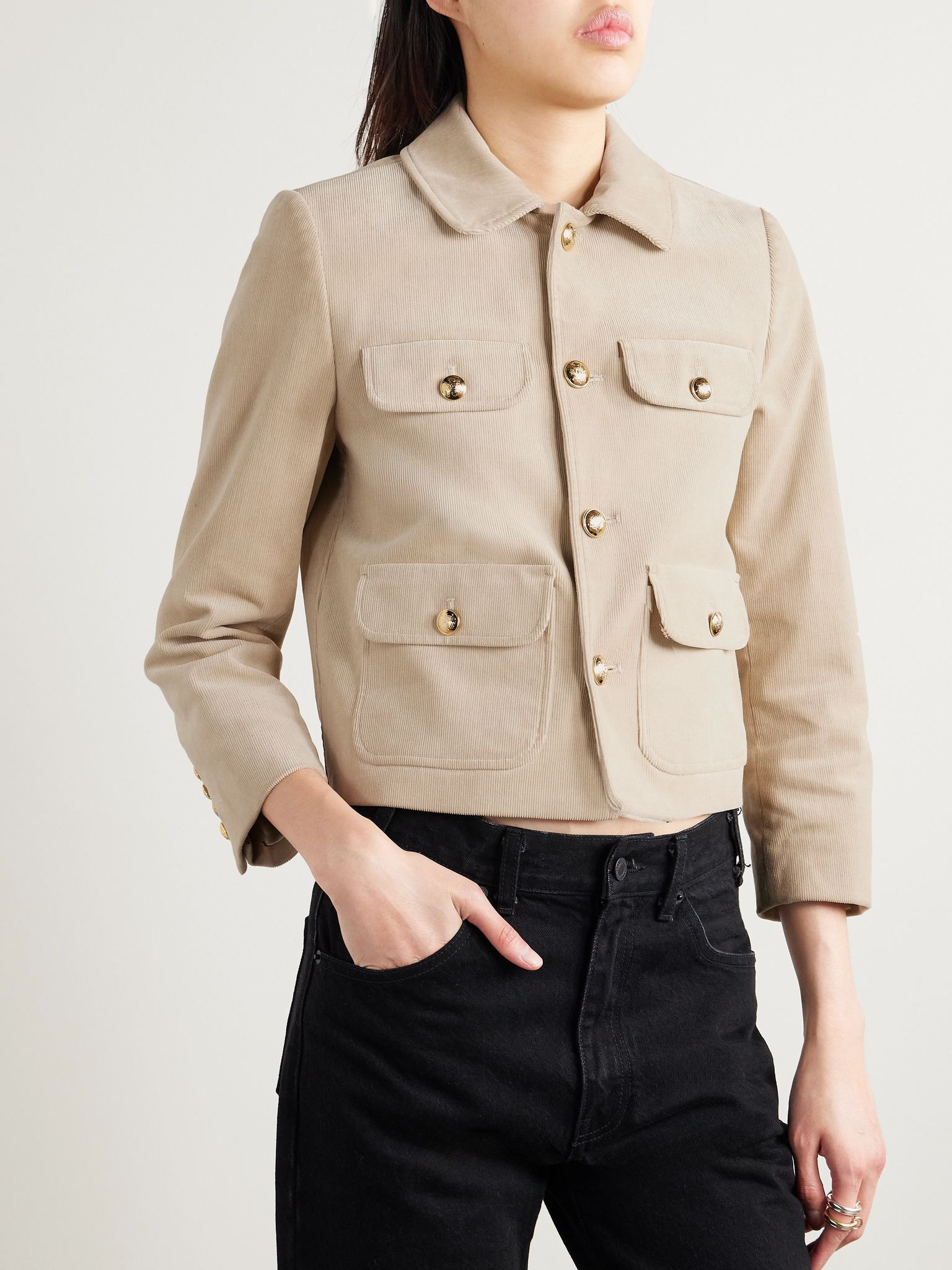 Chamonix cropped cotton-blend corduroy jacket Sand - 3