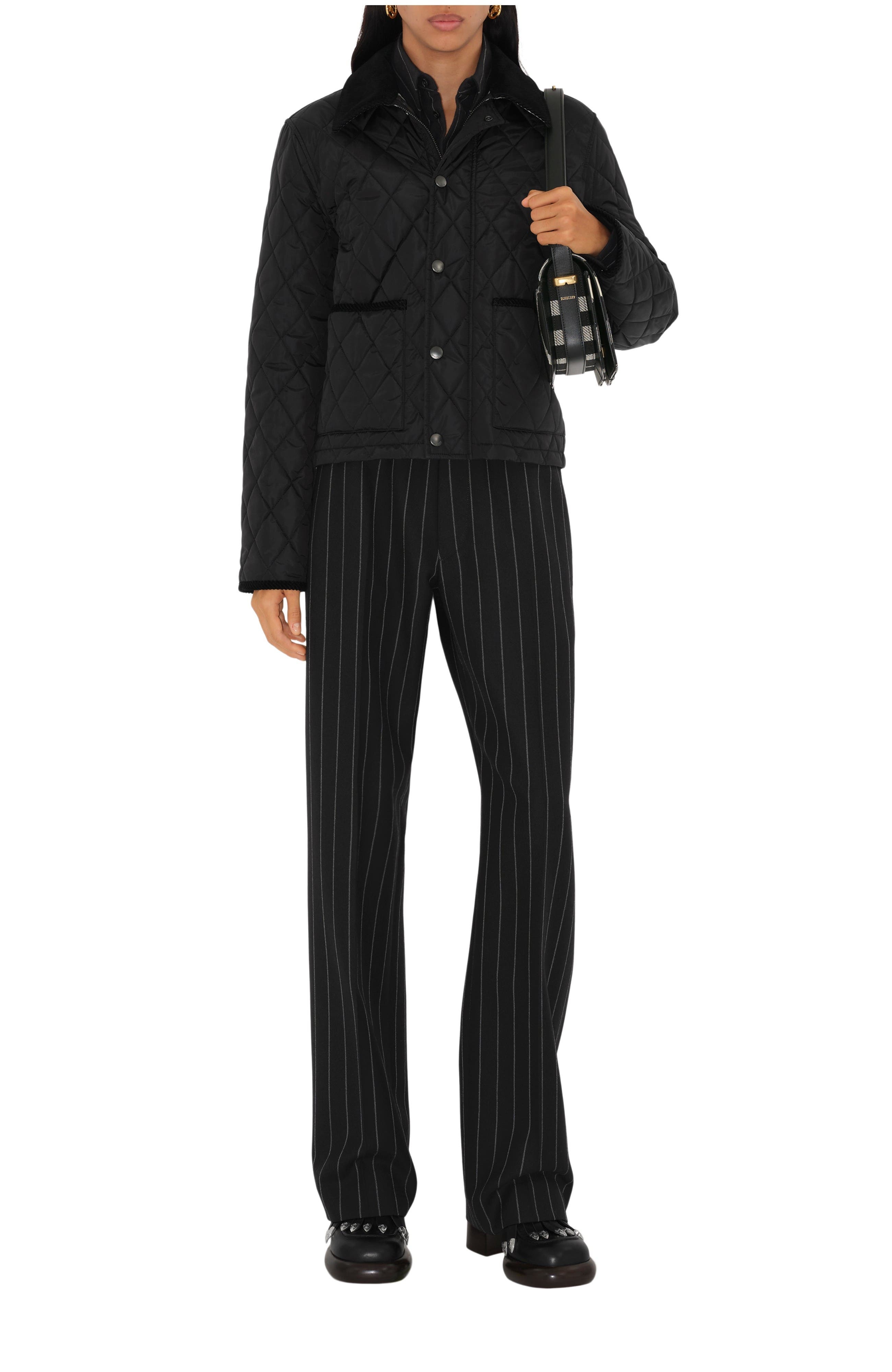 burberry Cropped Quilted Nylon Jacket in Black/snug at Nordstrom - 1