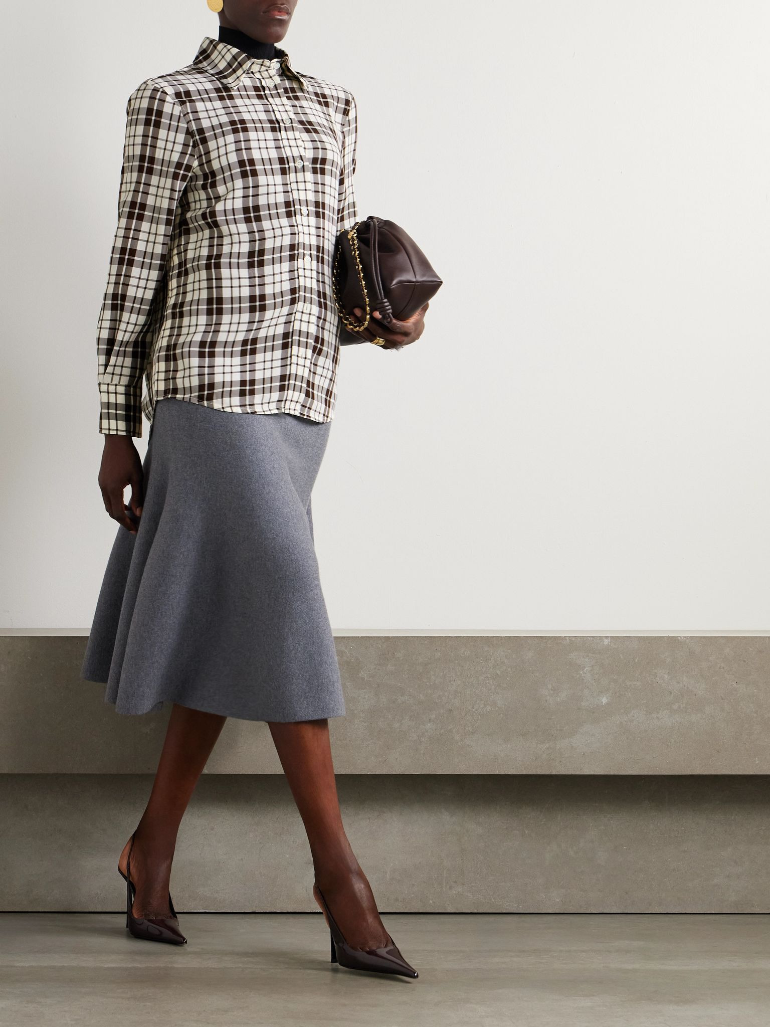 Bronwen checked twill shirt Brown - 2