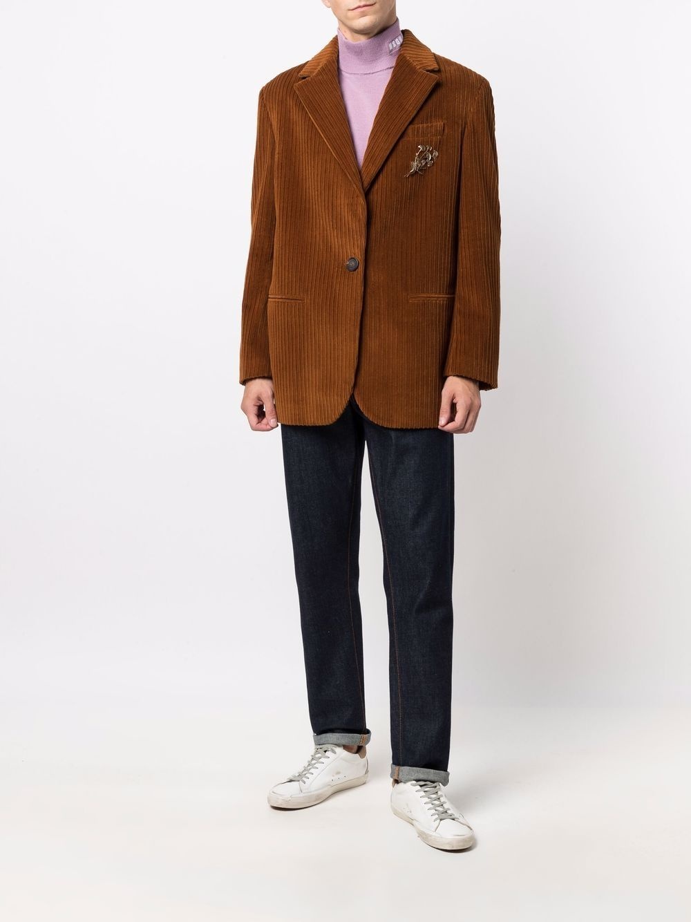 single-breasted corduroy blazer - 2