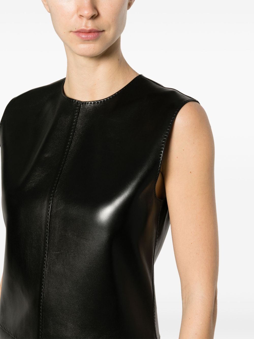 sleeveless leather minidress - 5