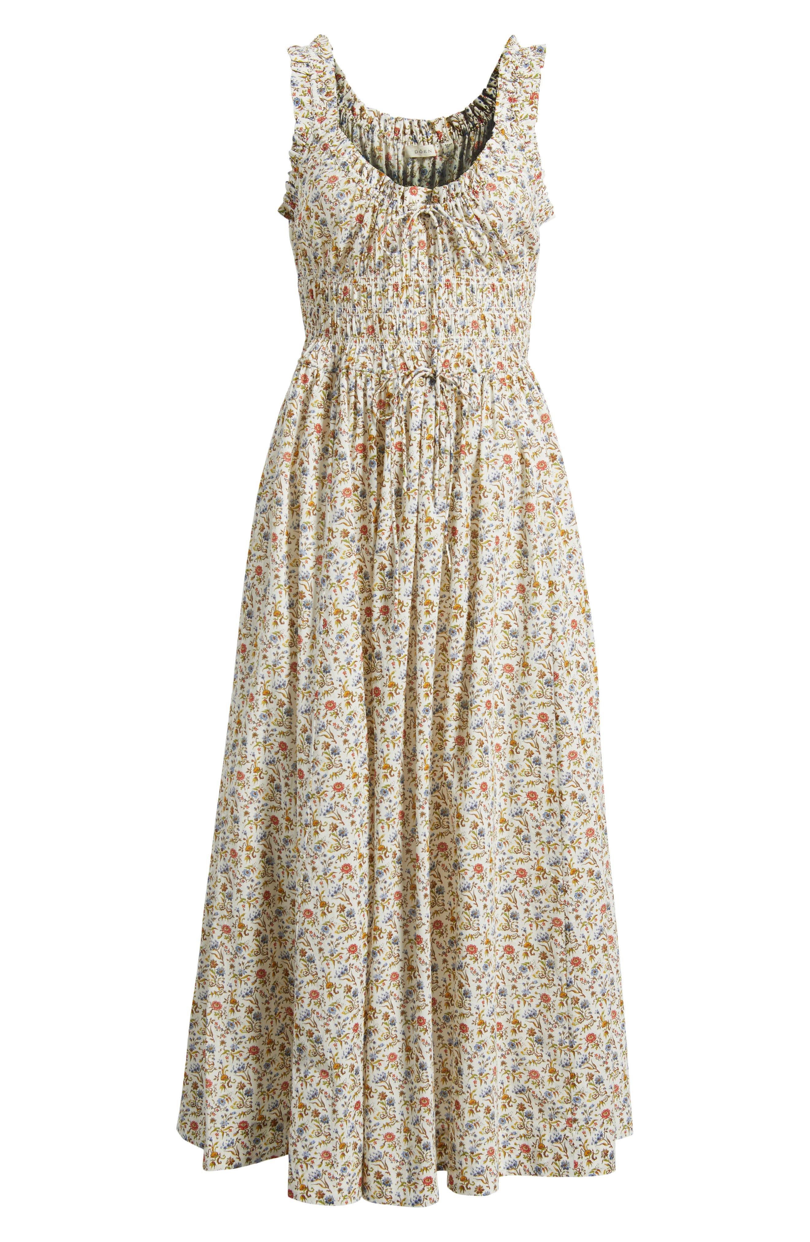 DÔEN Emmaretta Floral Pleated Cotton Voile Maxi Dress in Jardin Du Chateau at Nordstrom - 5