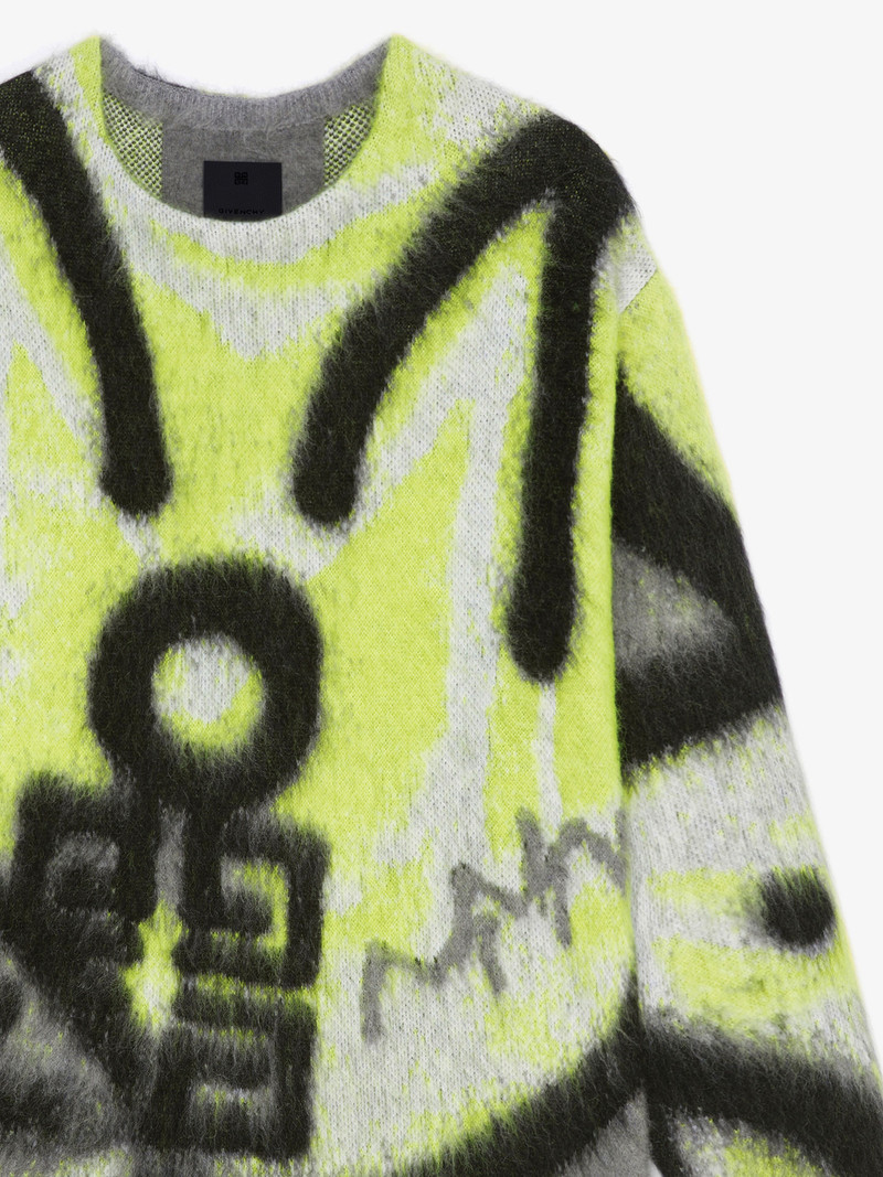 SWEATER IN MOHAIR WITH TAG EFFECT PRINTS 5