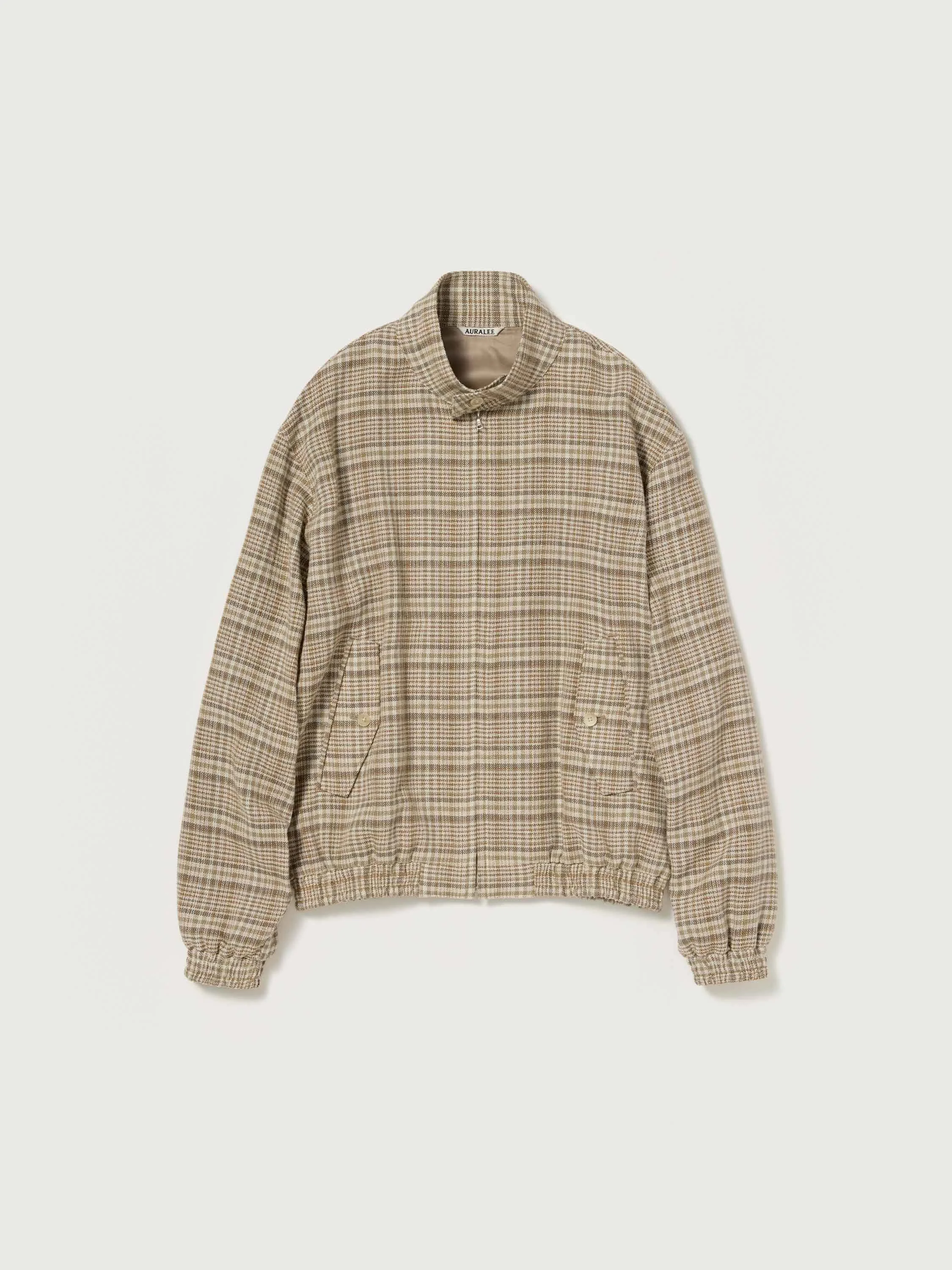 SILK LINEN NEP CHECK ZIP BLOUSON - 1