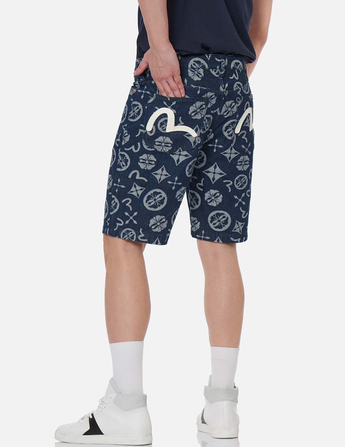 ALLOVER LOGO JACQUARD DENIM SHORTS - 3